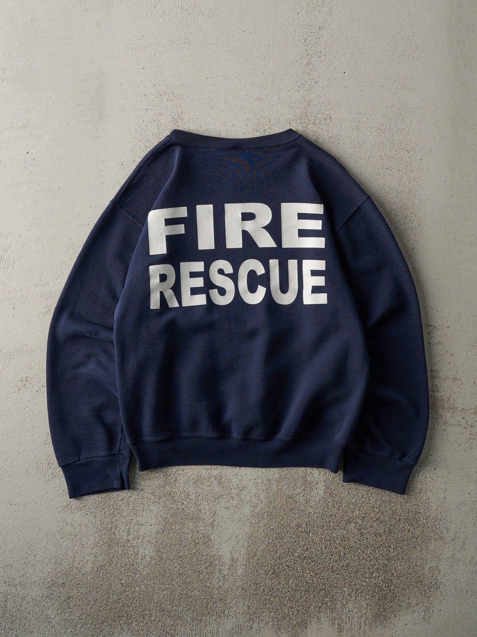 Vintage 90s Navy Blue Russell Athletic Edmonton Fire Rescue Crewneck (S/M)