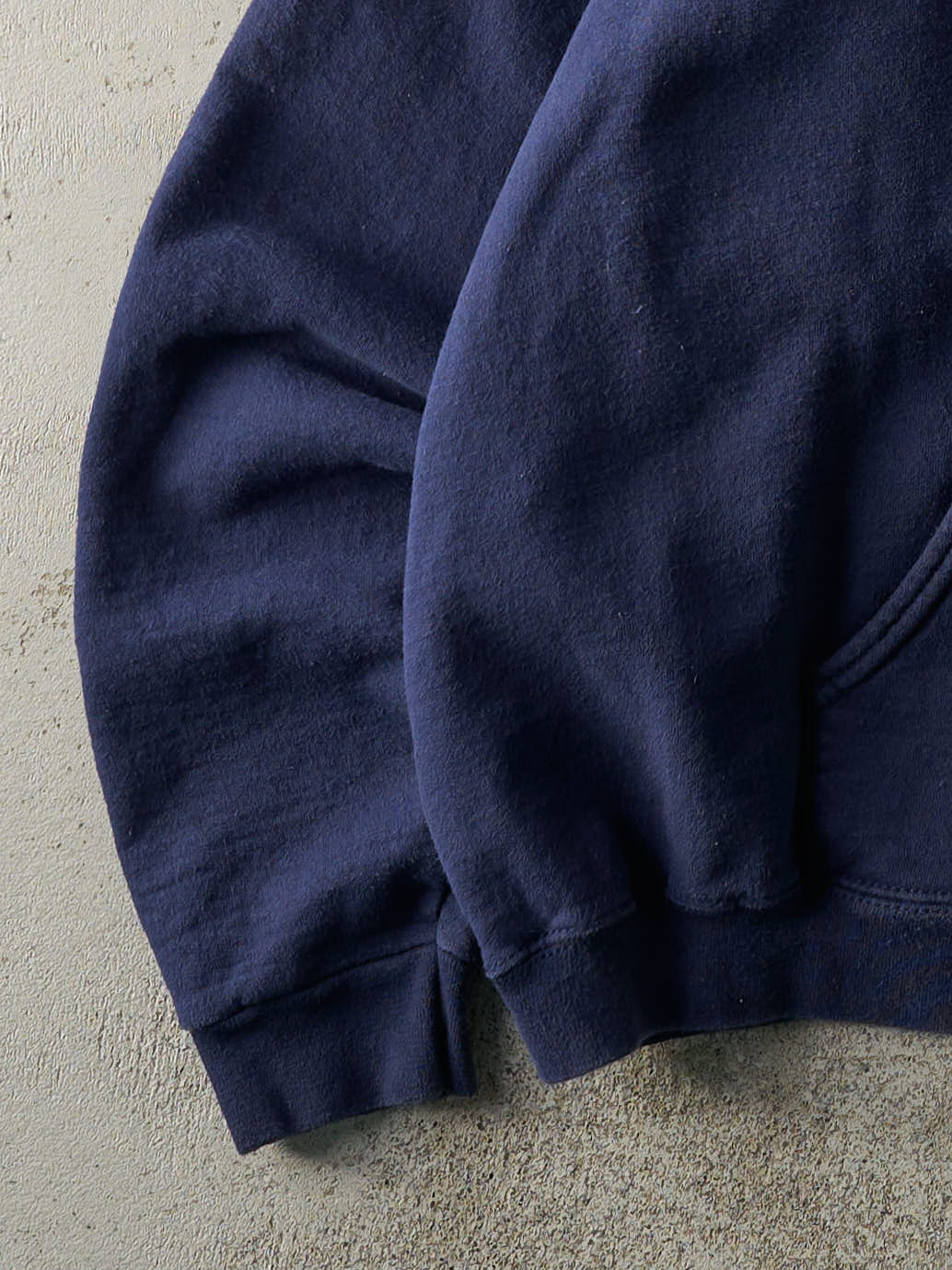 Vintage 90s Navy Blue Blank Boxy Zip Up Hoodie (L)