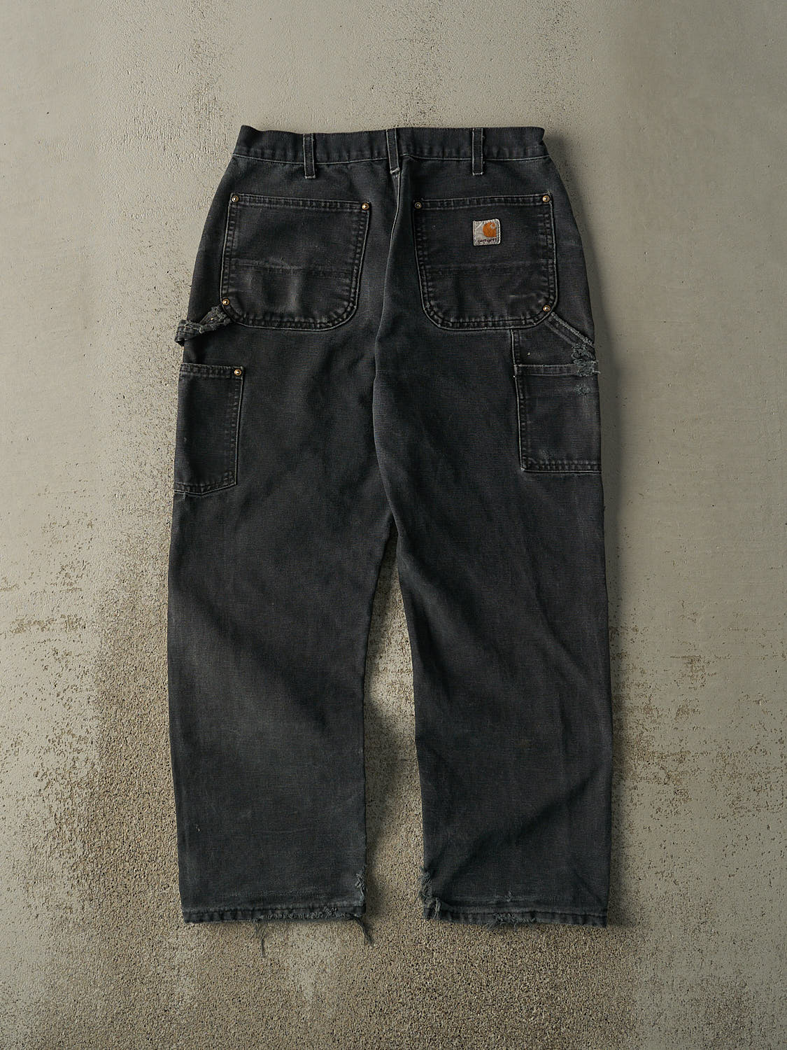 Vintage Y2K Faded Black Carhartt Double Knee Carpenter Pants (30x27.5)