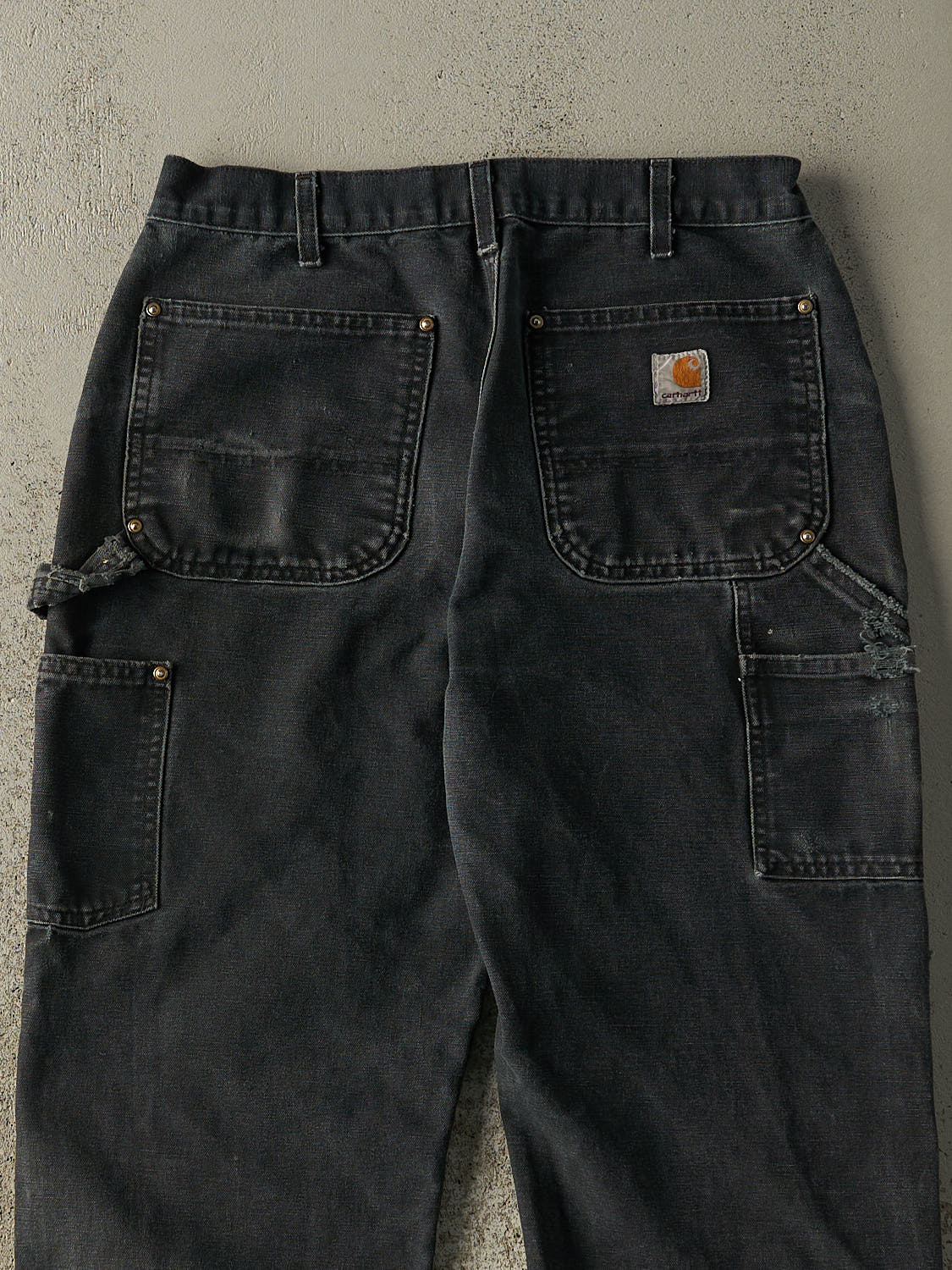 Vintage Y2K Faded Black Carhartt Double Knee Carpenter Pants (30x27.5)