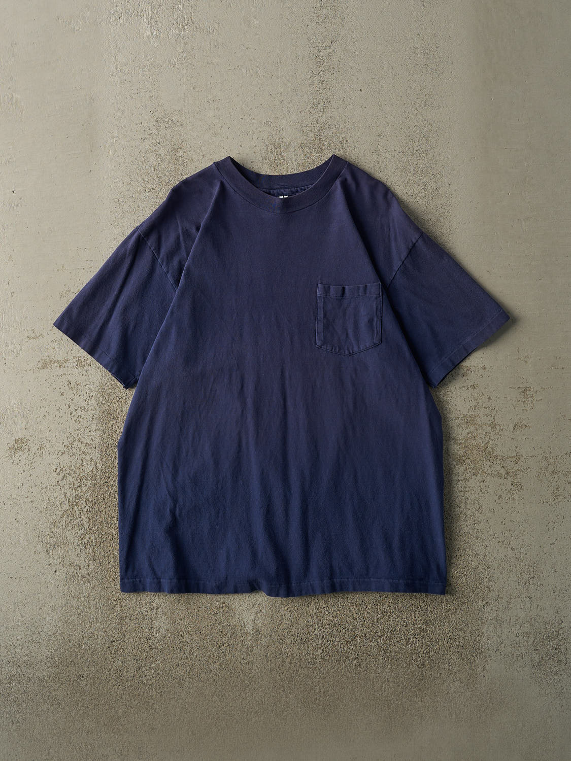 Vintage 80s Navy Blue Blank Pocket Single Stitch Tee (L)