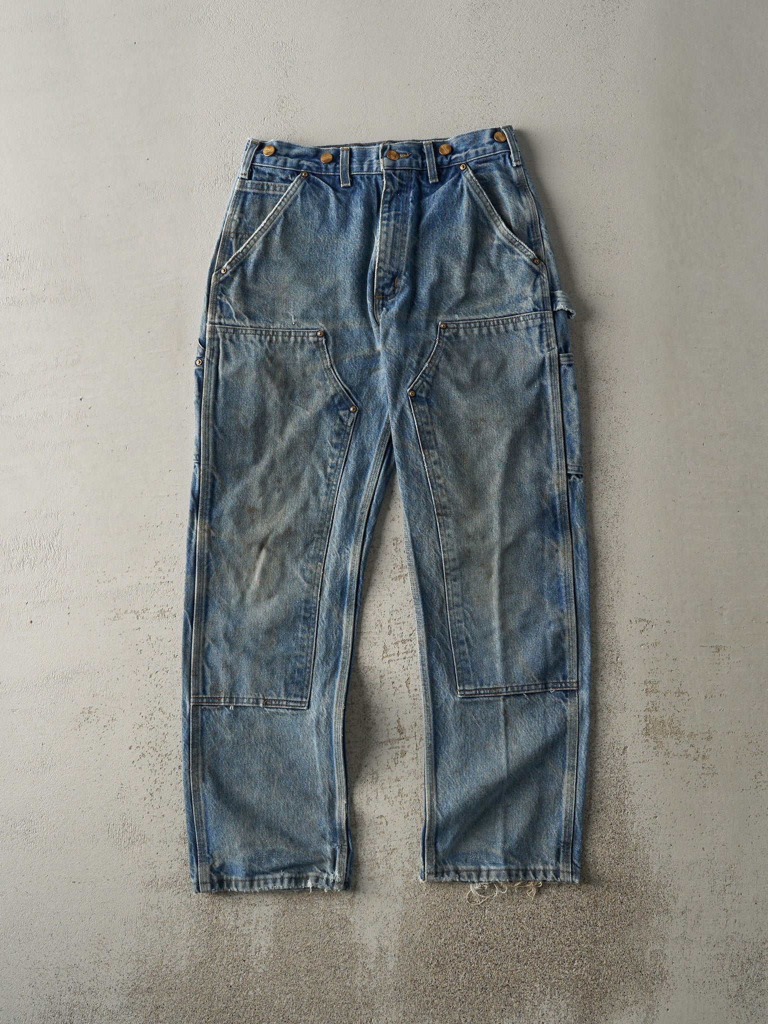 Vintage 90s Mid Wash Carhartt Denim Double Knee Carpenter Pants (30x29.5)