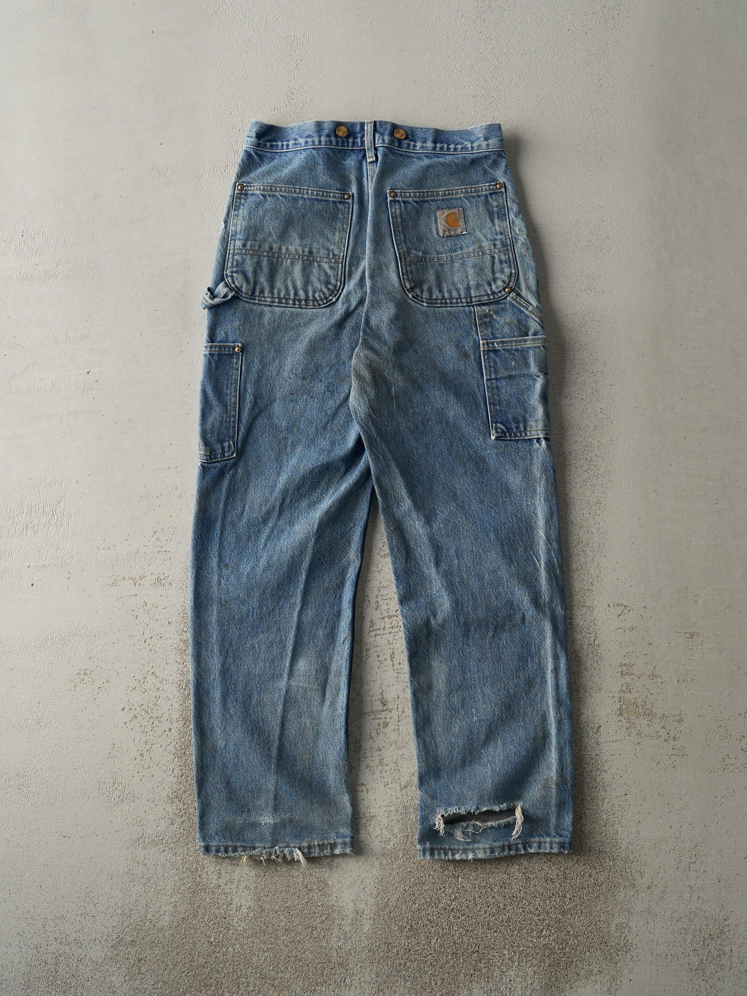 Vintage 90s Mid Wash Carhartt Denim Double Knee Carpenter Pants (30x29.5)