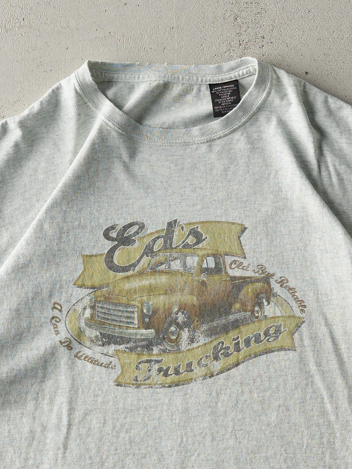 Vintage Y2K Heather Grey Ed's Trucking Tee (L)