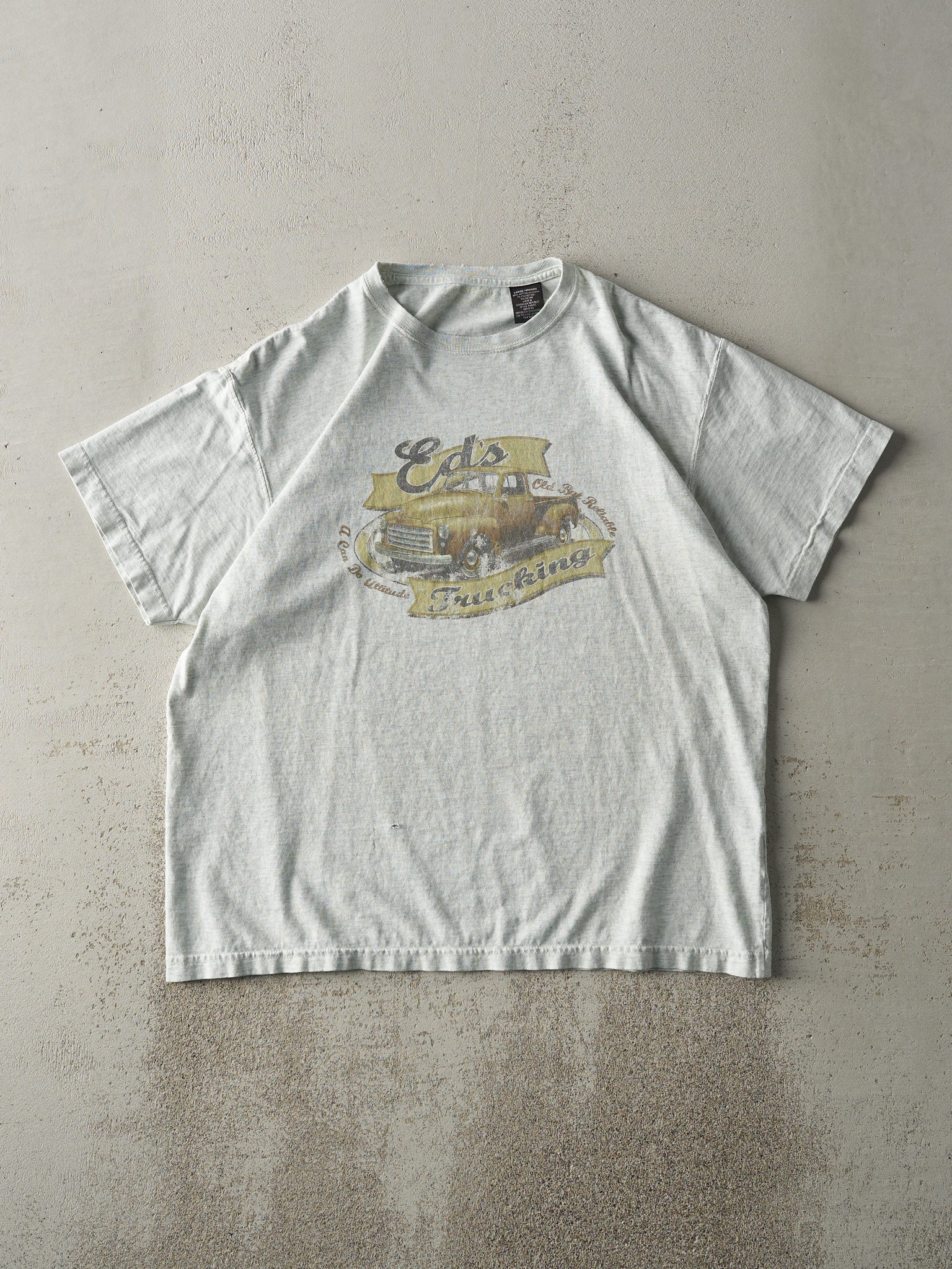 Vintage Y2K Heather Grey Ed's Trucking Tee (L)