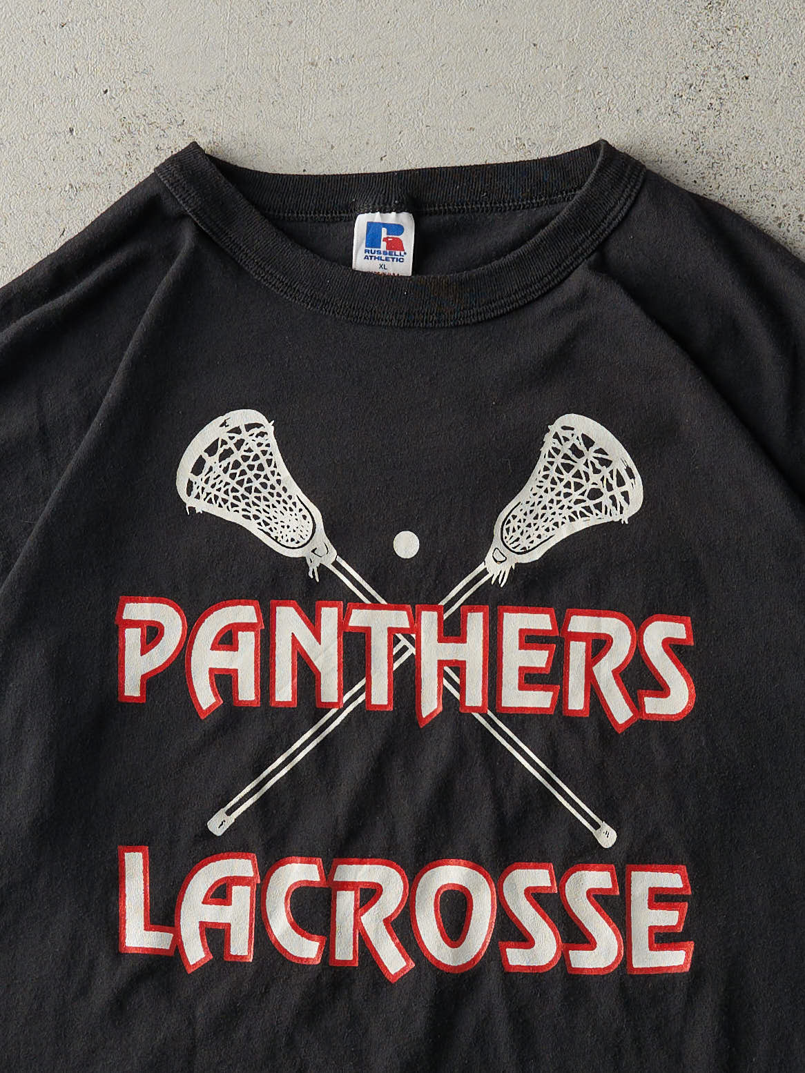 Vintage 90s Black Panthers Lacrosse Russell Athletic Tee (L)