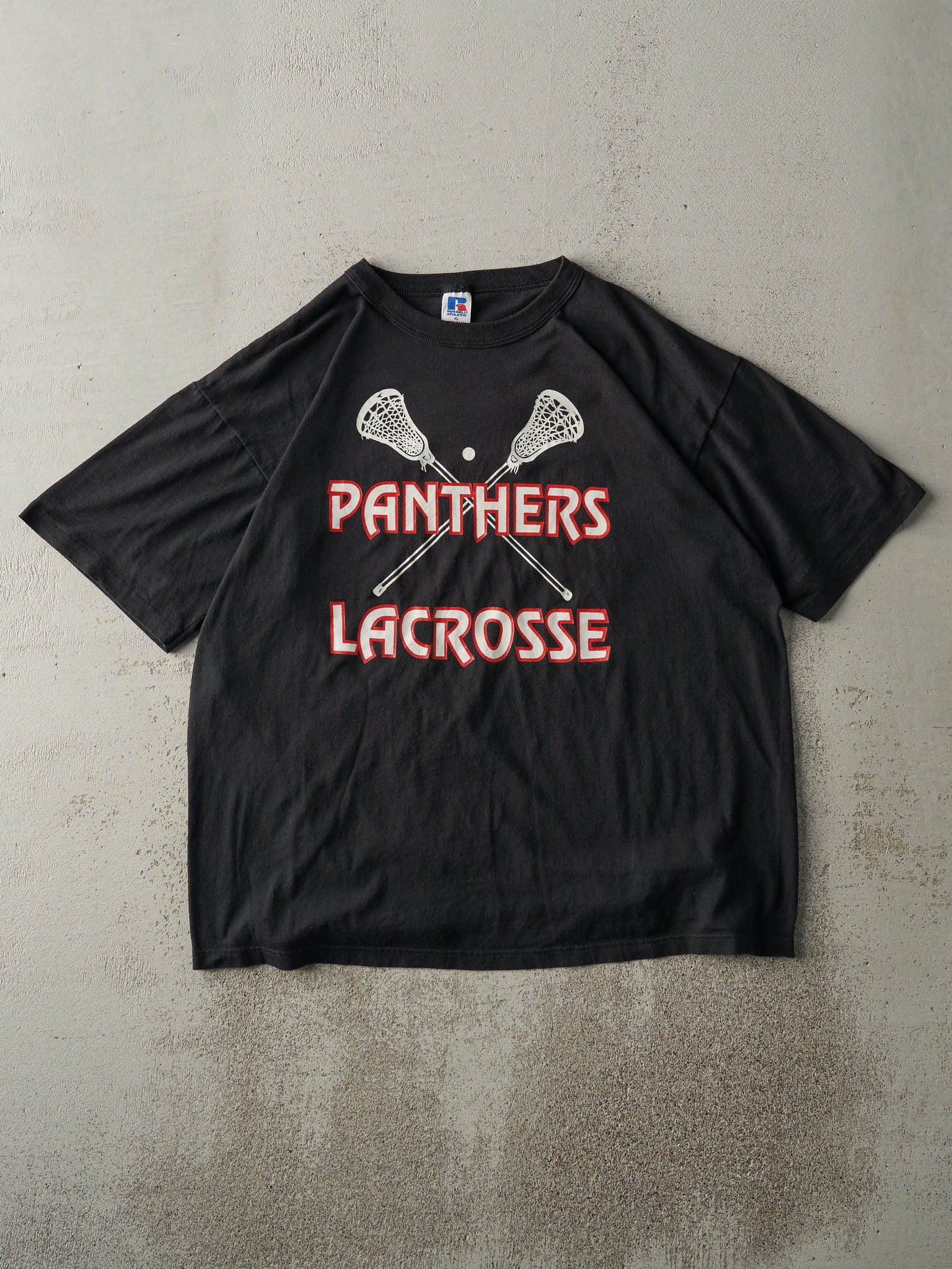 Vintage 90s Black Panthers Lacrosse Russell Athletic Tee (L)