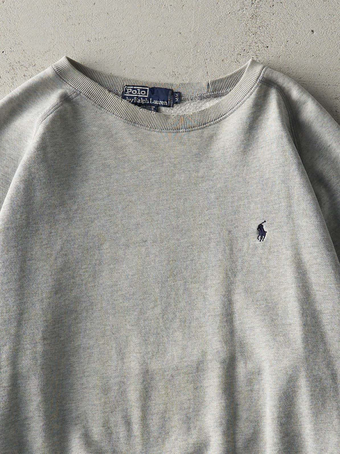 Vintage 90s Grey Embroidered Polo Crewneck (M)