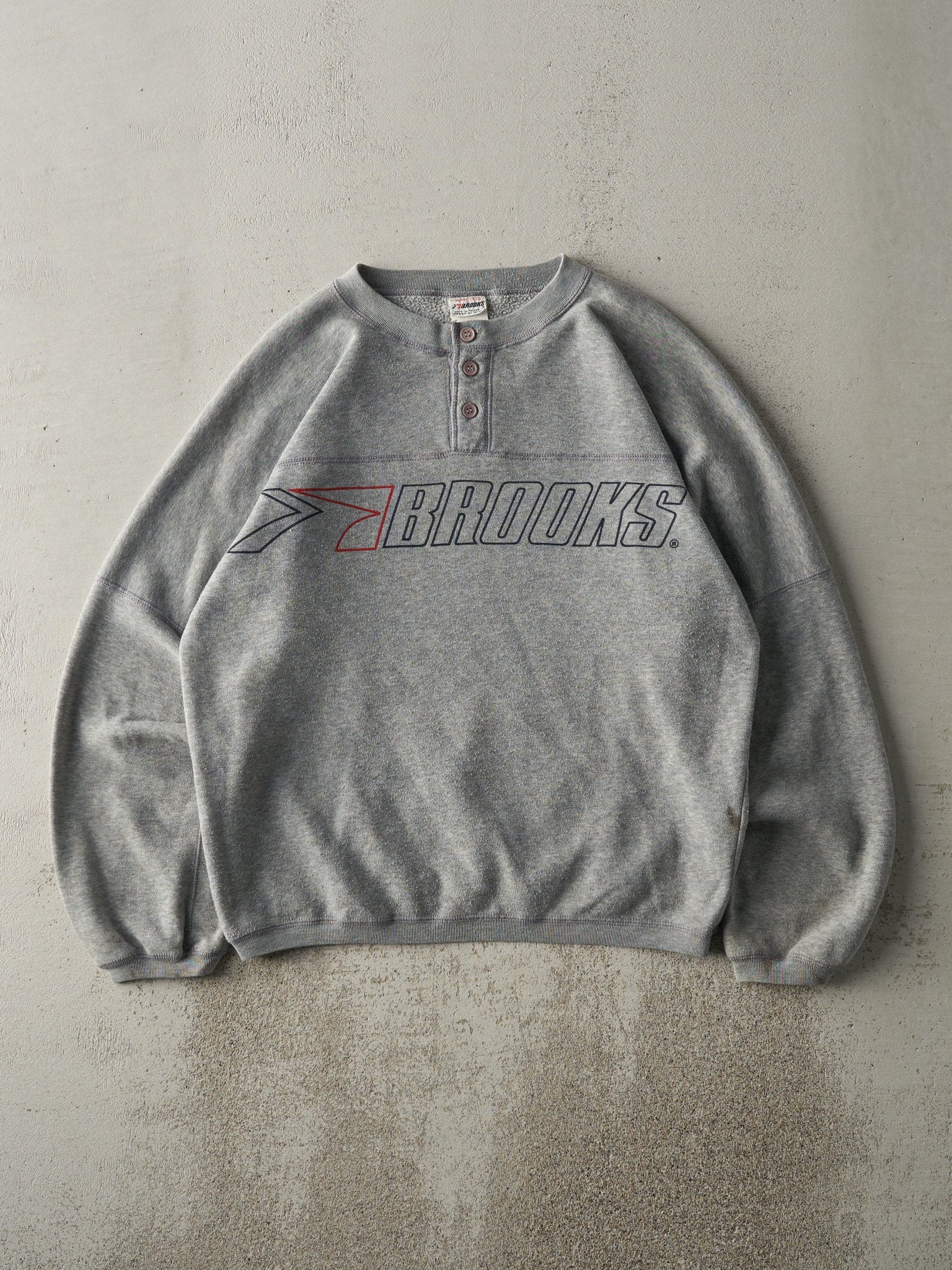 Vintage 90s Grey Brooks Quarter Button Sweatshirt (L)