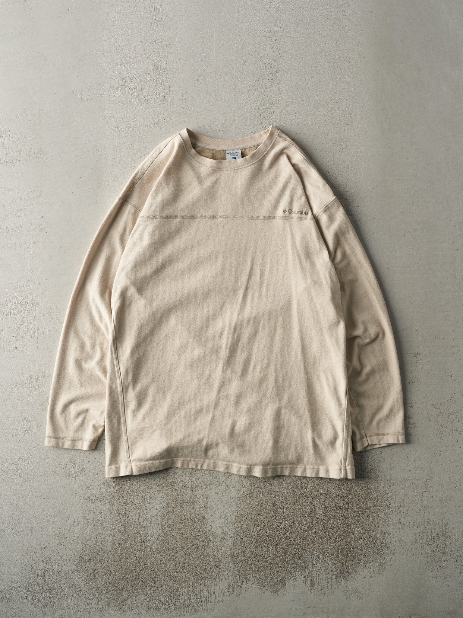 Vintage Y2K Beige Embroidered Columbia Long Sleeve (XL)