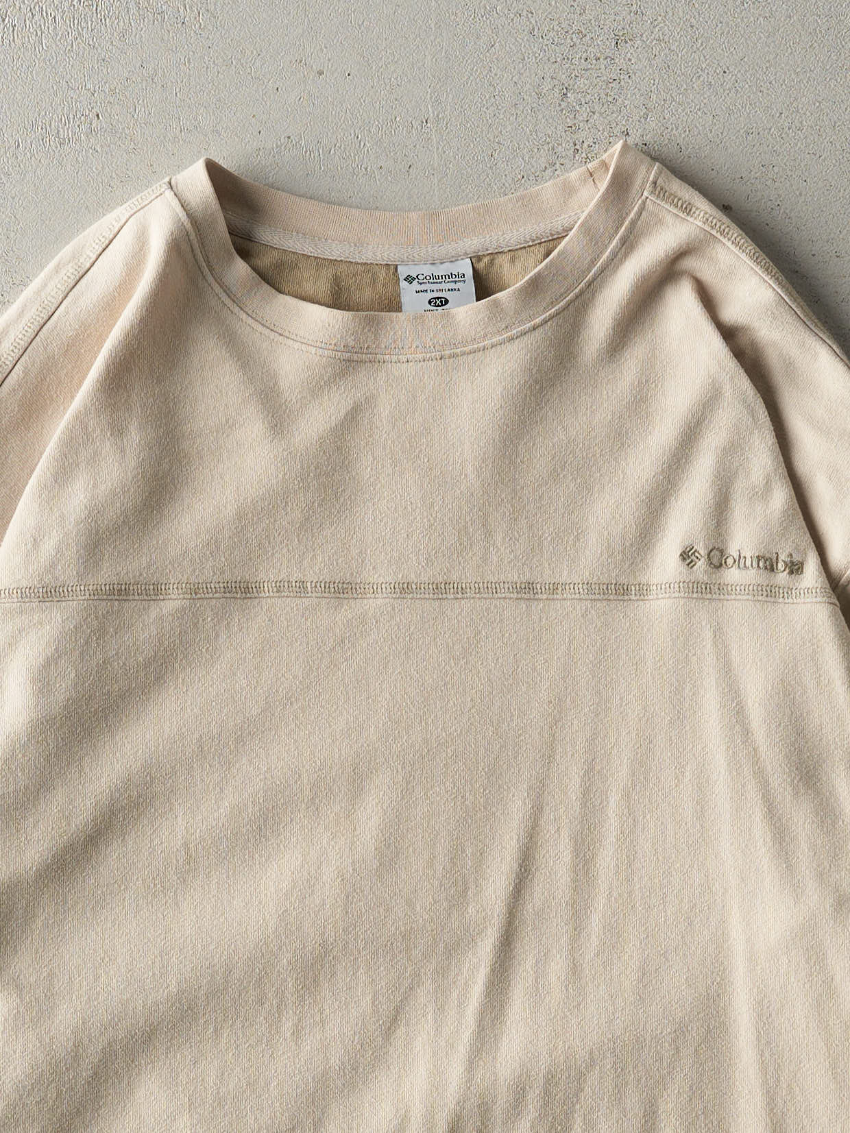 Vintage Y2K Beige Embroidered Columbia Long Sleeve (XL)