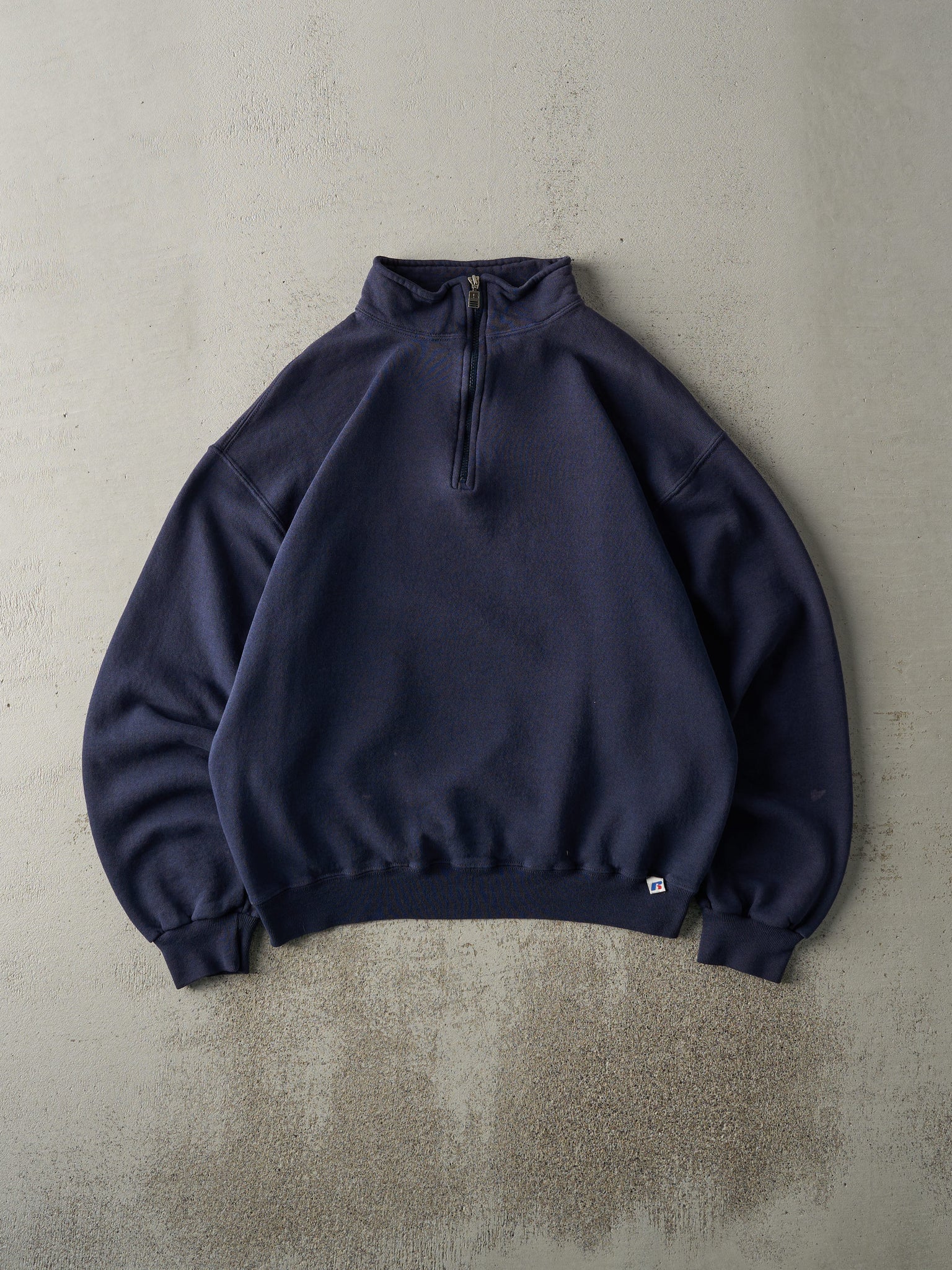 Vintage Y2K Navy Blue Russell Athletic Quarter Zip Sweatshirt (L)