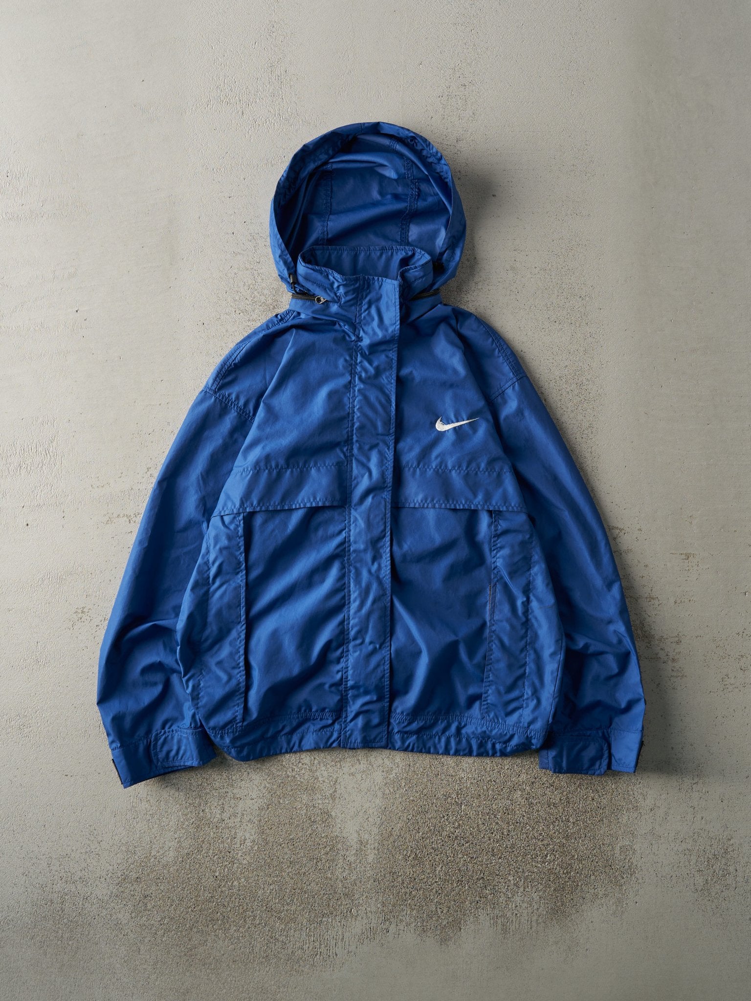 Vintage 90s Blue Embroidered Nike Zip Up Windbreaker Jacket (S/M)