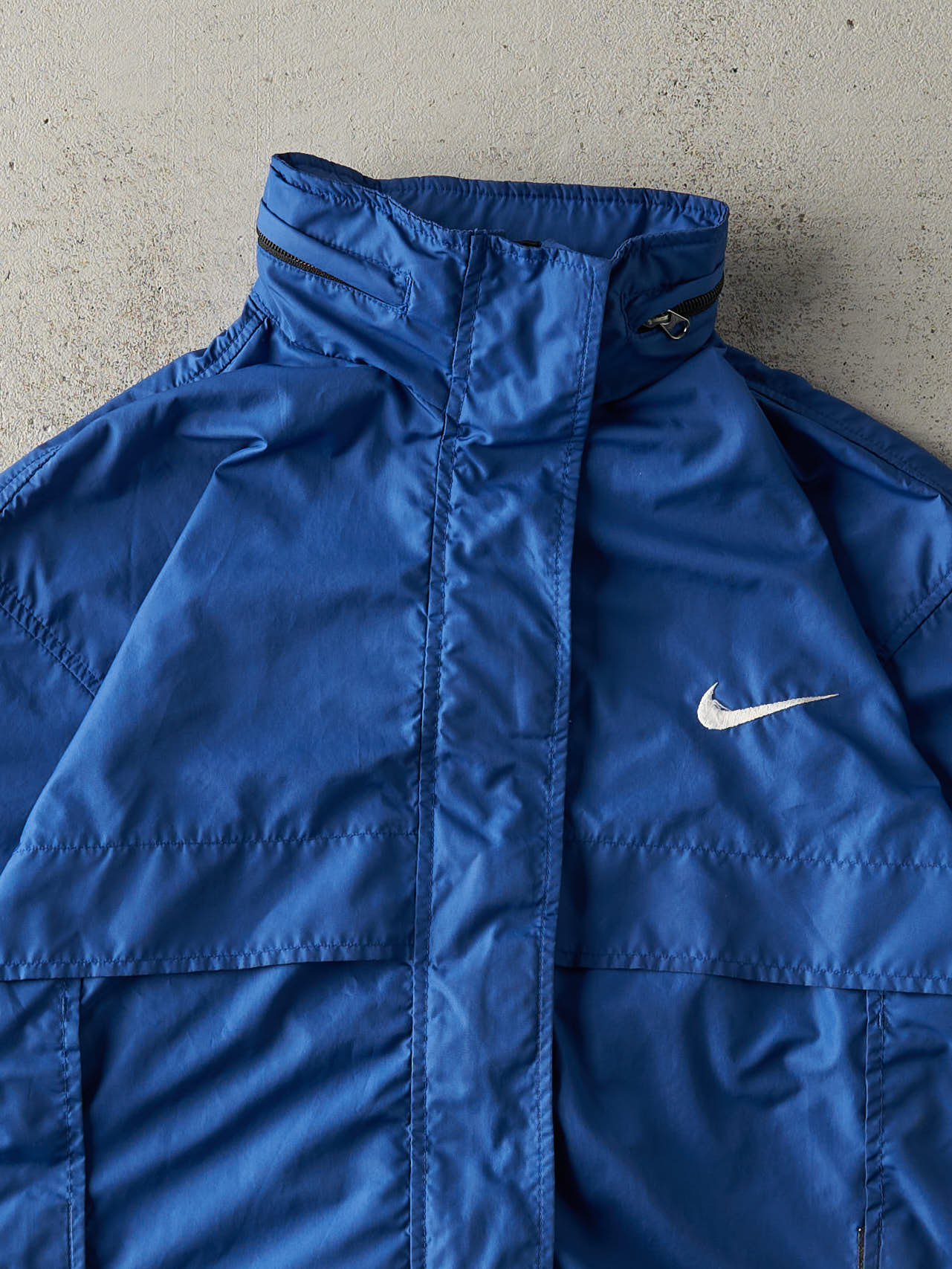 Vintage 90s Blue Embroidered Nike Zip Up Windbreaker Jacket (S/M)