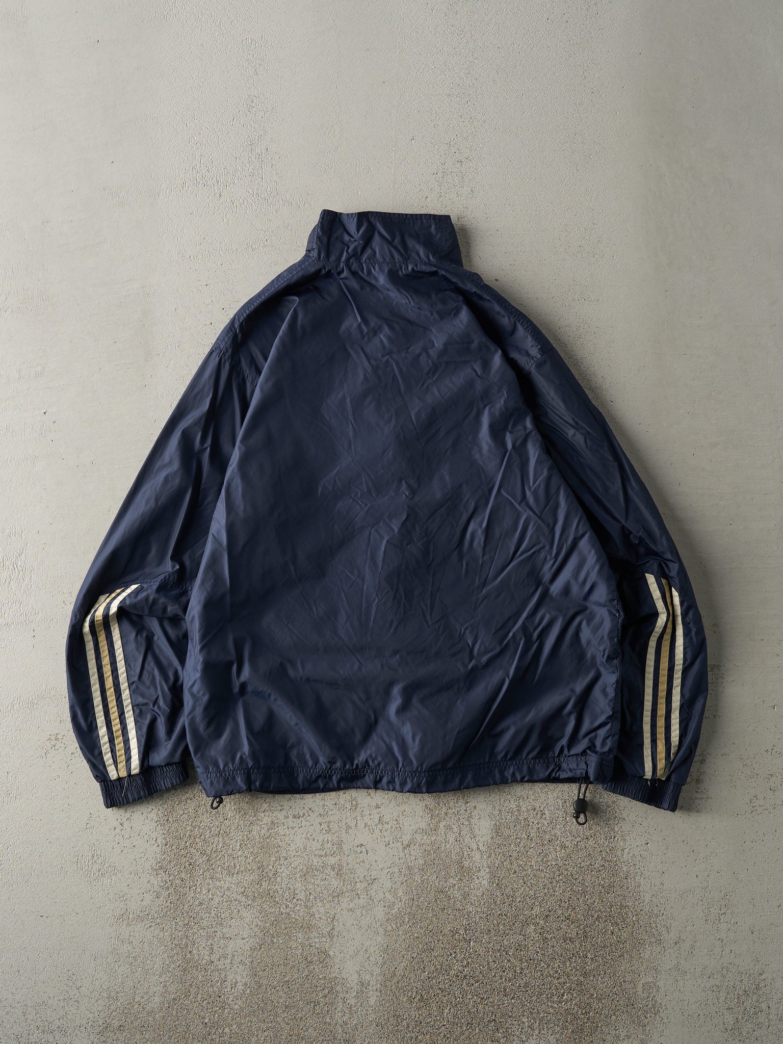 Vintage Y2K Navy Blue Adidas x Notre Dame Embroidered Windbreaker (M)