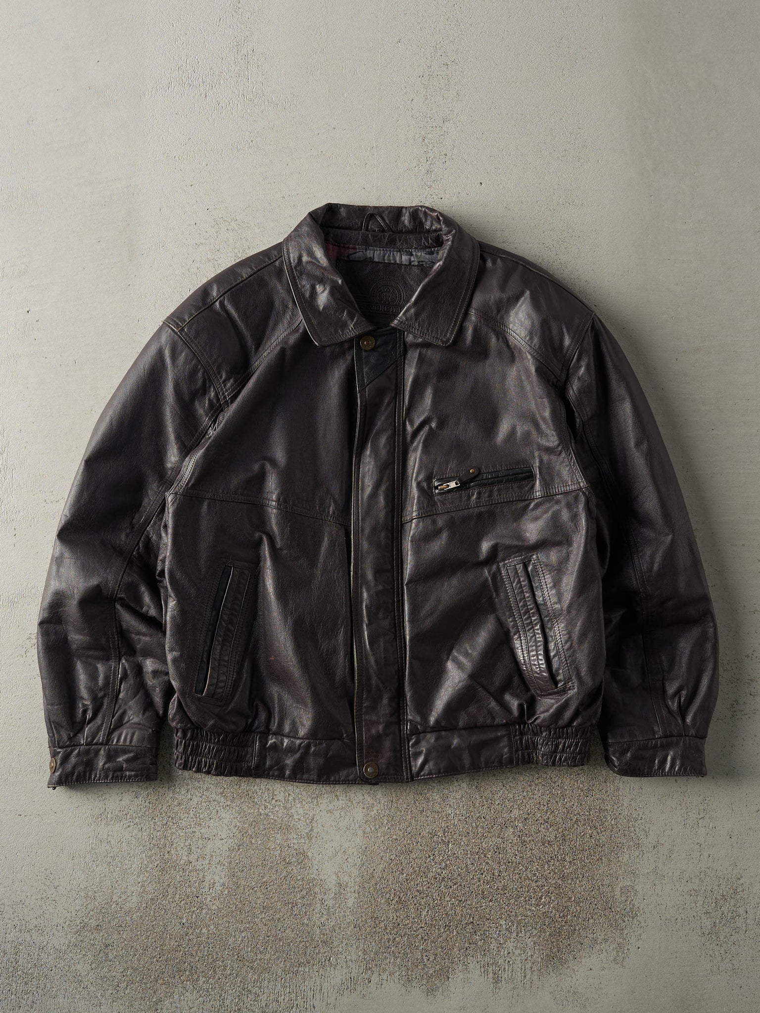 Vintage 90s Brown Cricketeer Leather Jacket (L)
