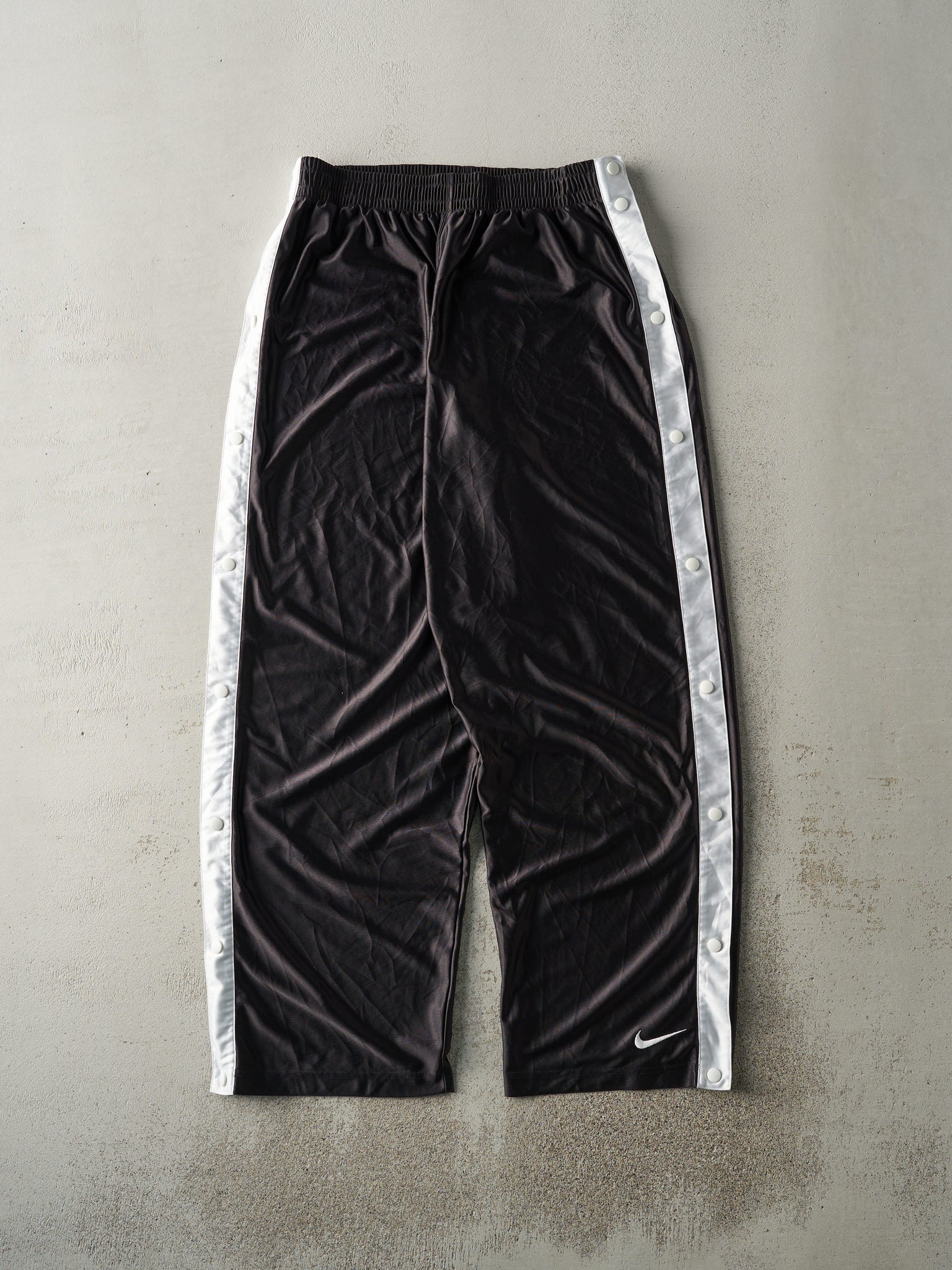 Vintage 90s Black Embroidered Nike Tear Away Track Pants (32x32.5)