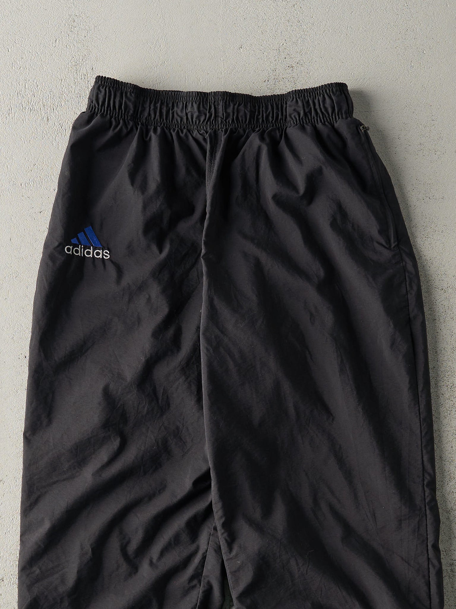 Vintage 90s Black Embroidered Adidas Windbreaker Pants (27x30)