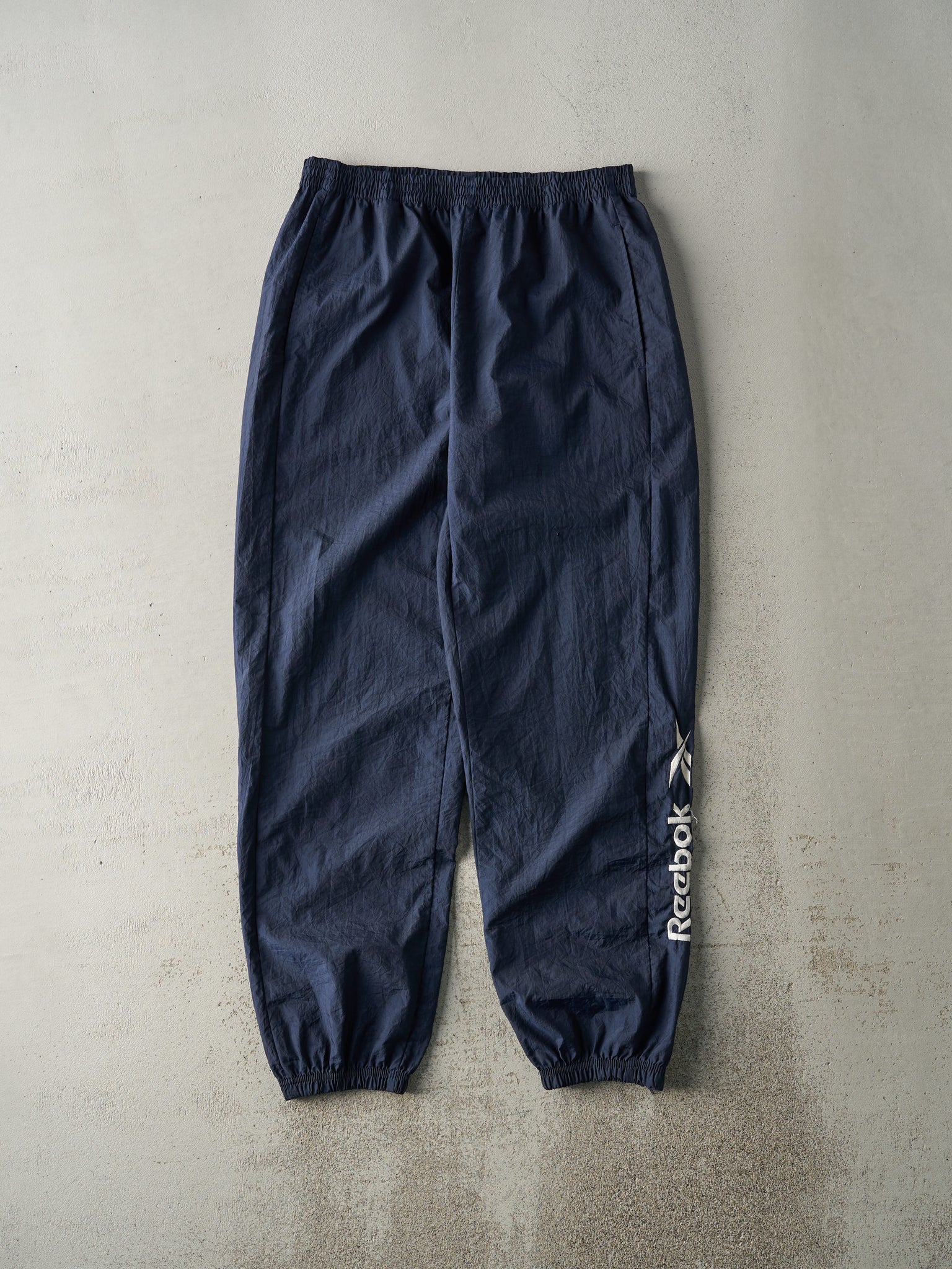 Vintage Y2K Navy Blue Embroidered Reebok Windbreaker Pants (33x31.5)