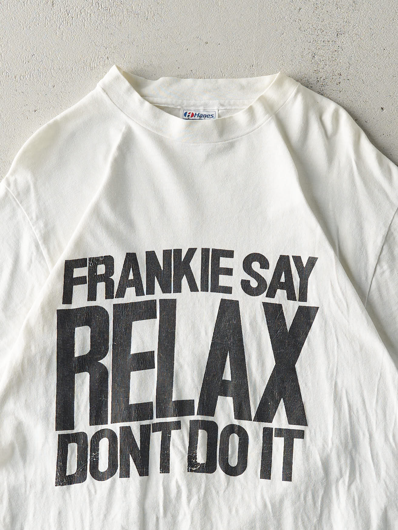 Vintage 90s White "Frankie Says Relax" Single Stitch Tee (M)