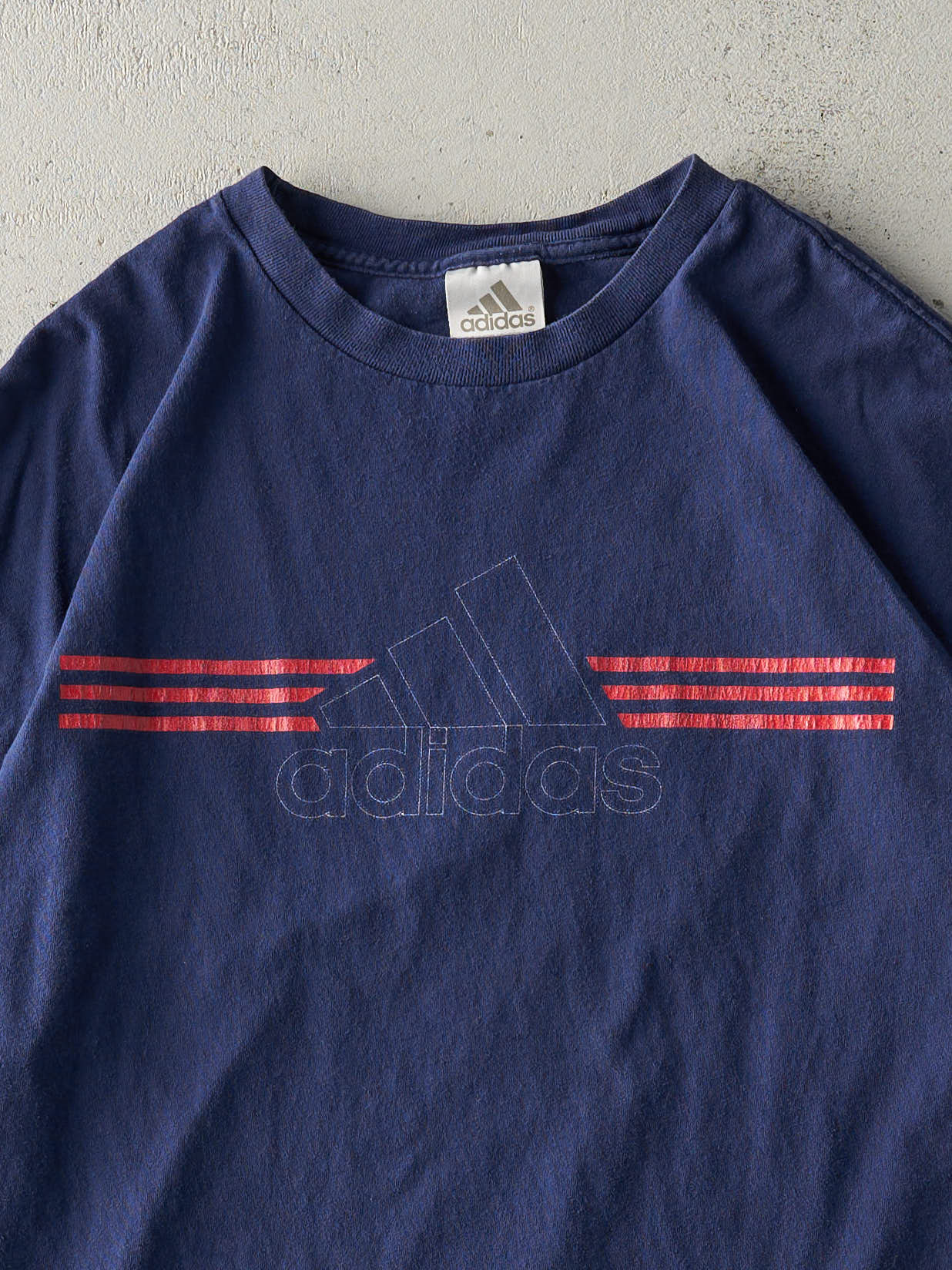 Vintage Y2K Navy Blue Adidas Logo Tee (L/XL)