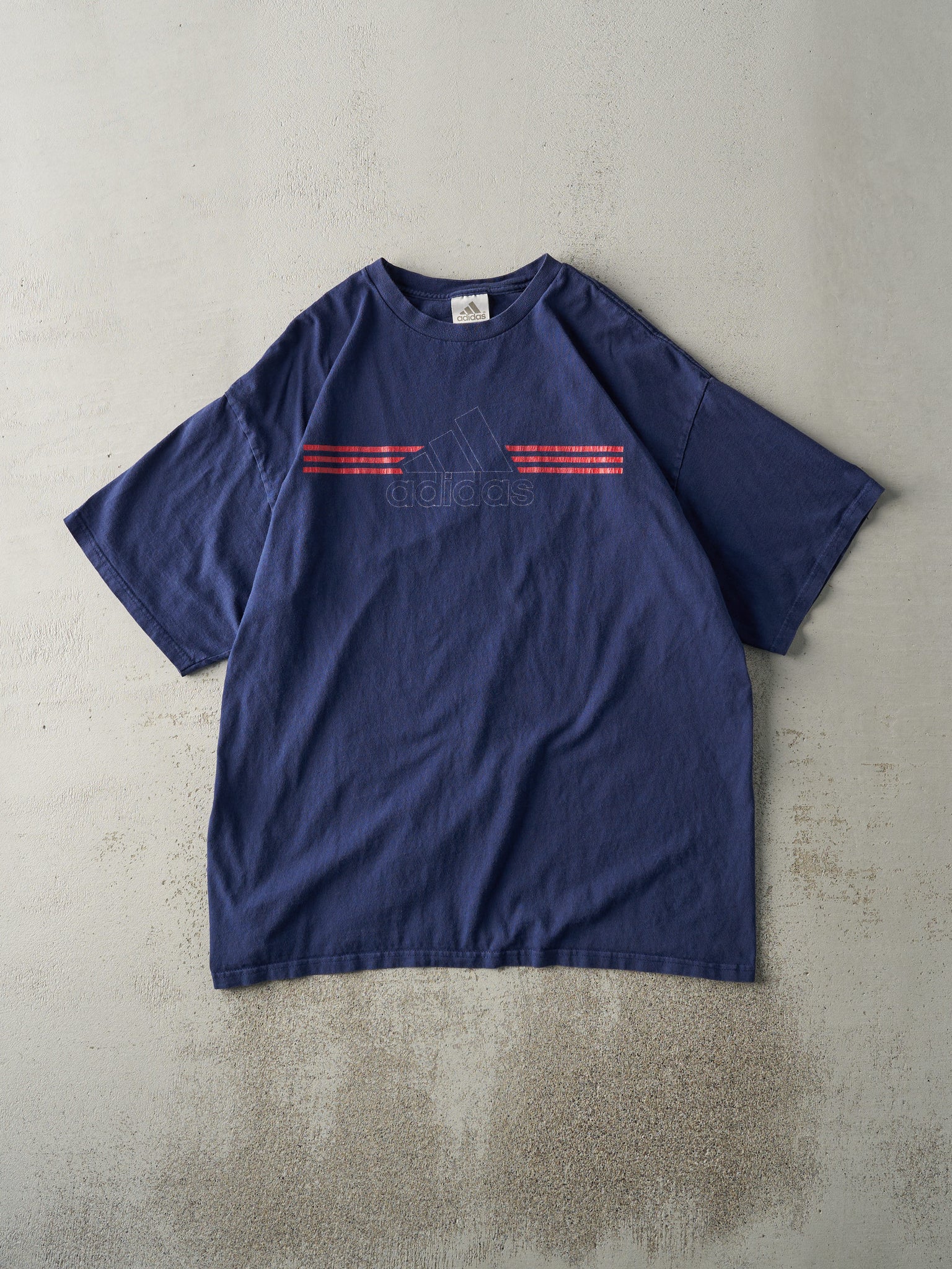 Vintage Y2K Navy Blue Adidas Logo Tee (L/XL)