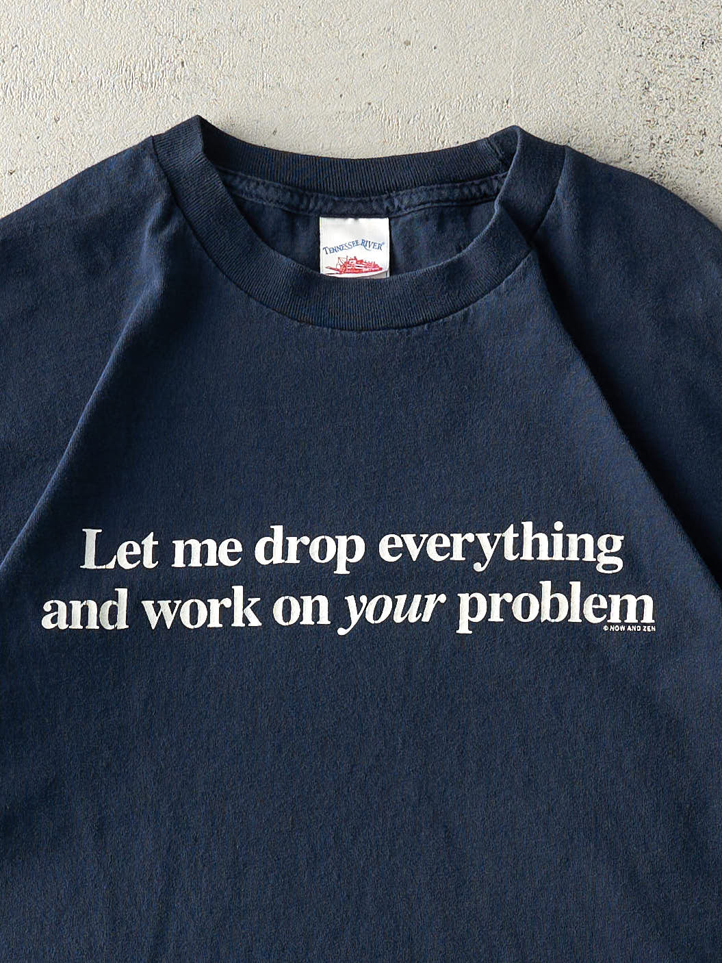 Vintage Y2K Navy Blue "Let Me Drop Everything" Tee (M)