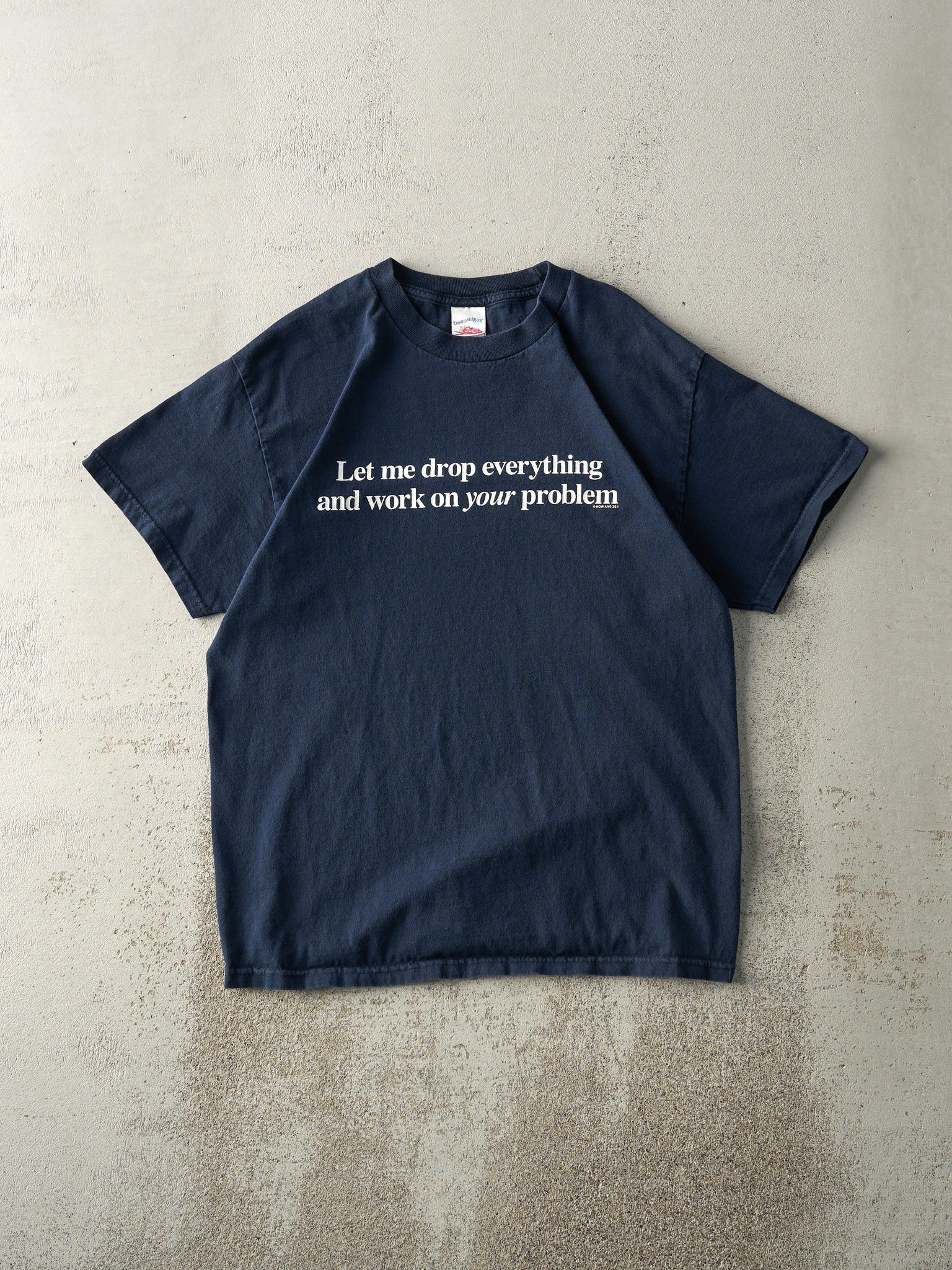 Vintage Y2K Navy Blue "Let Me Drop Everything" Tee (M)