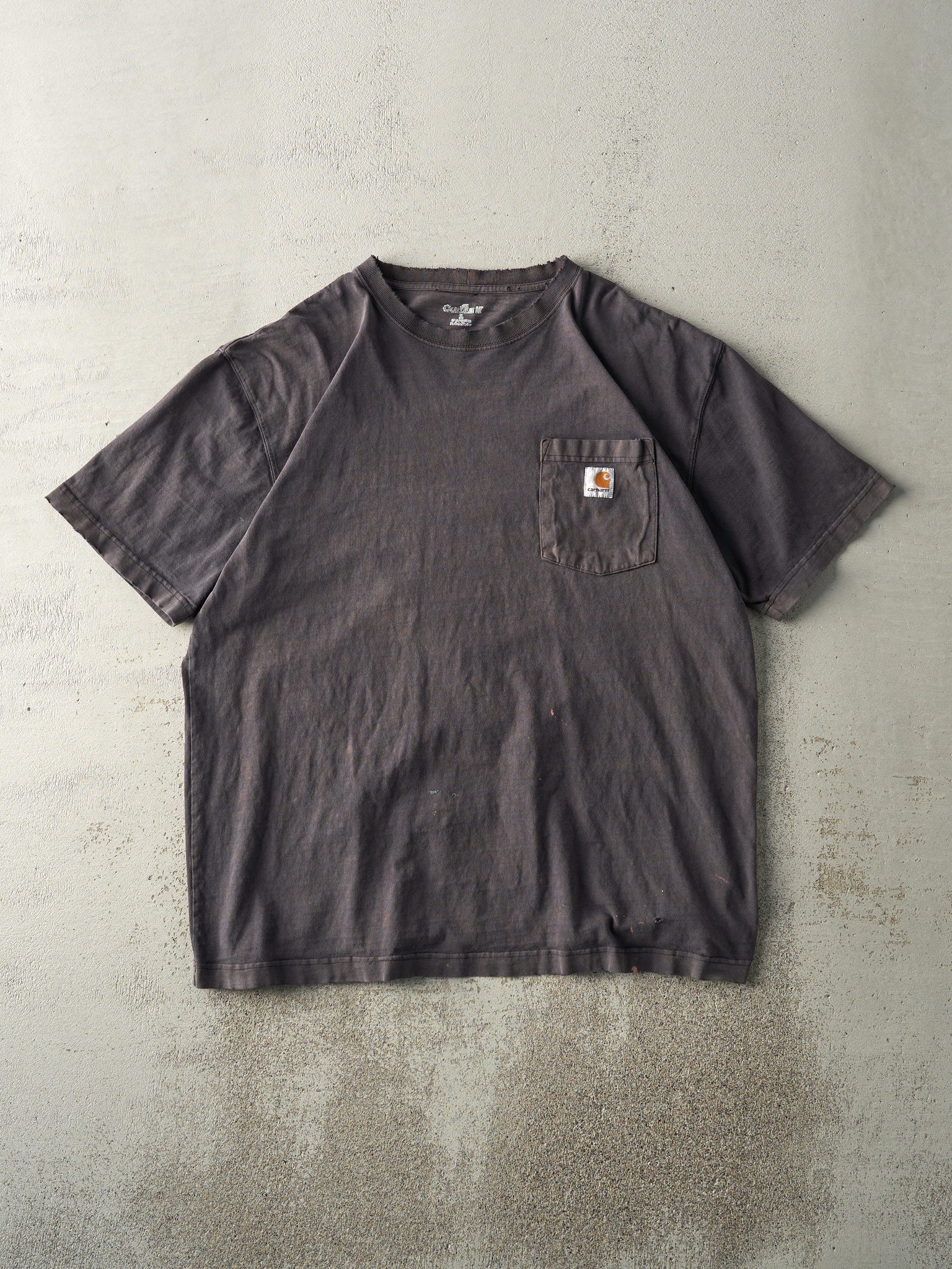 Vintage Y2K Sun Faded Black Carhartt Pocket Tee (L)