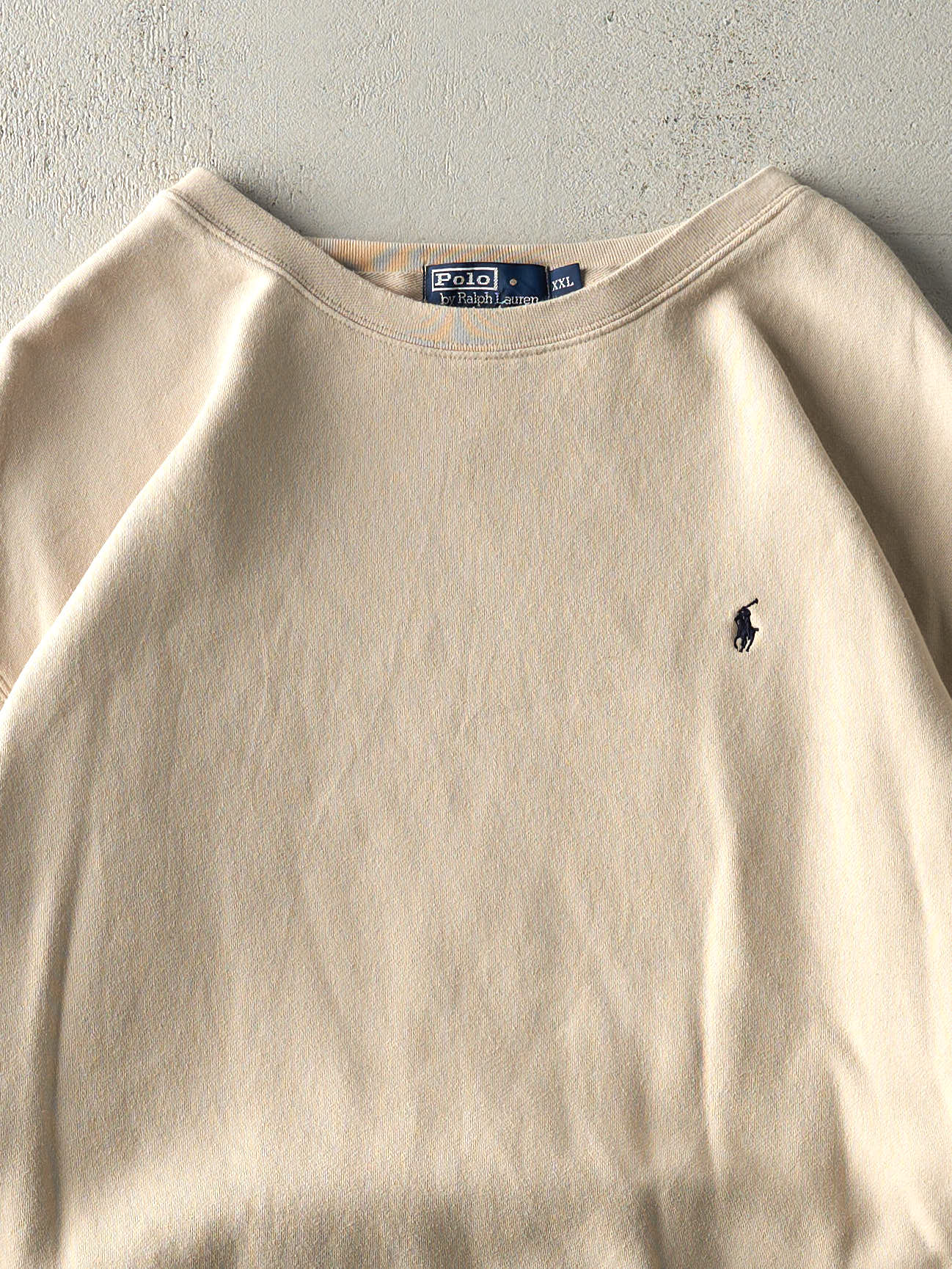 Vintage Y2K Beige Polo Ralph Lauren Crewneck (XXL)