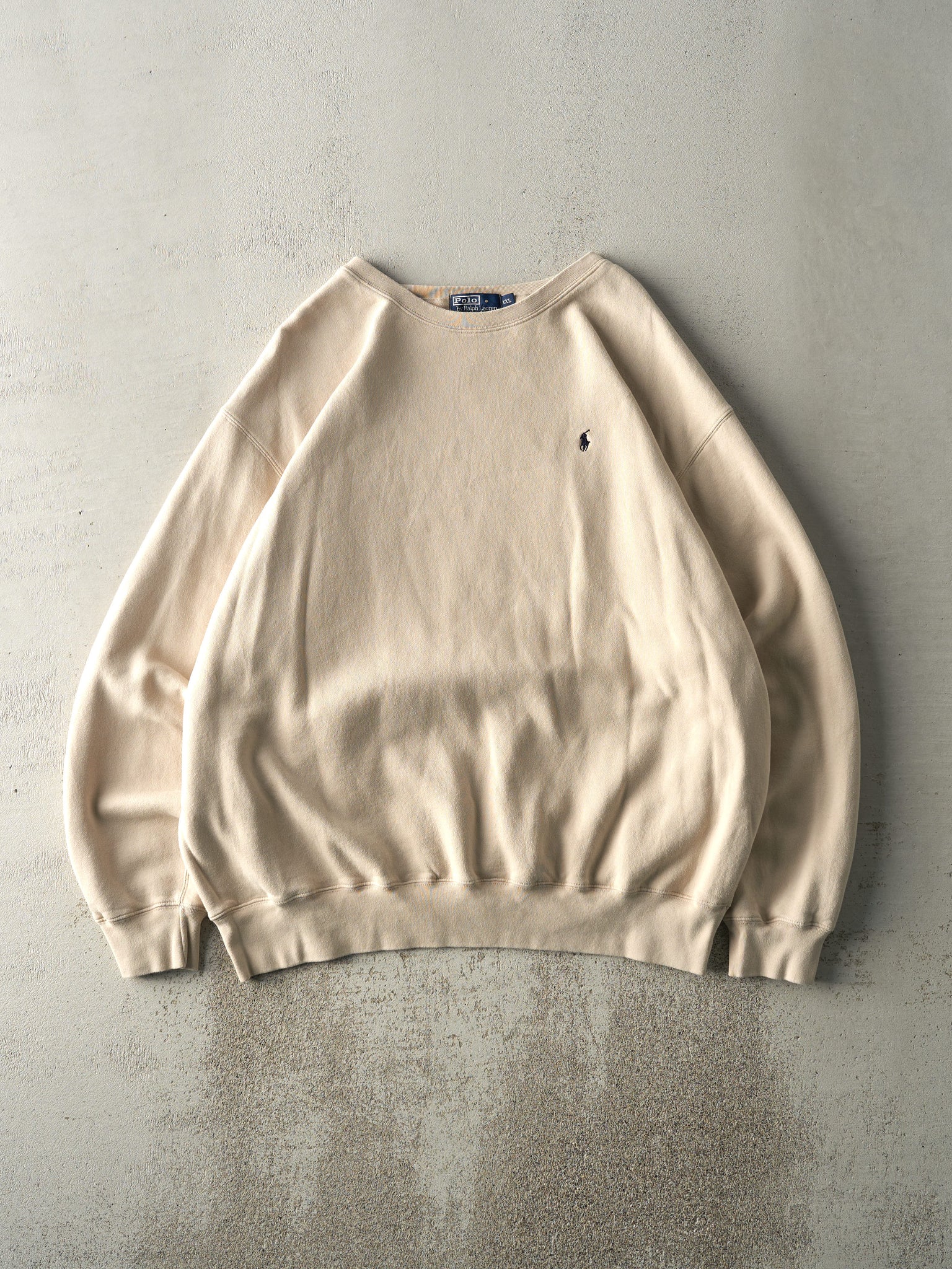 Vintage Y2K Beige Polo Ralph Lauren Crewneck (XXL)