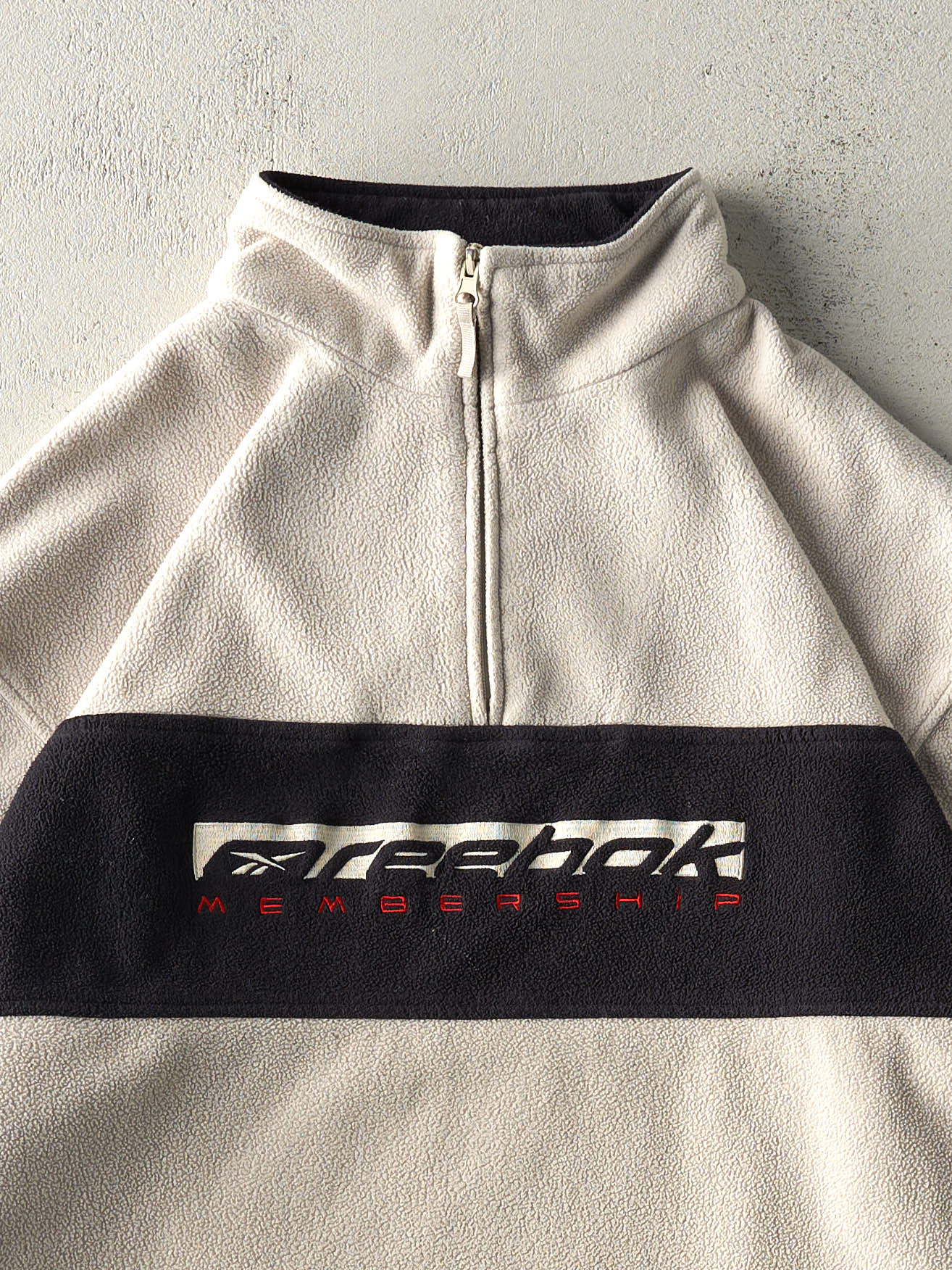 Vintage Y2K Beige Embroidered Reebok Quarter Zip Fleece (L)