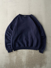 Vintage 90s Navy Blue Blank Boxy Crewneck (M/L)