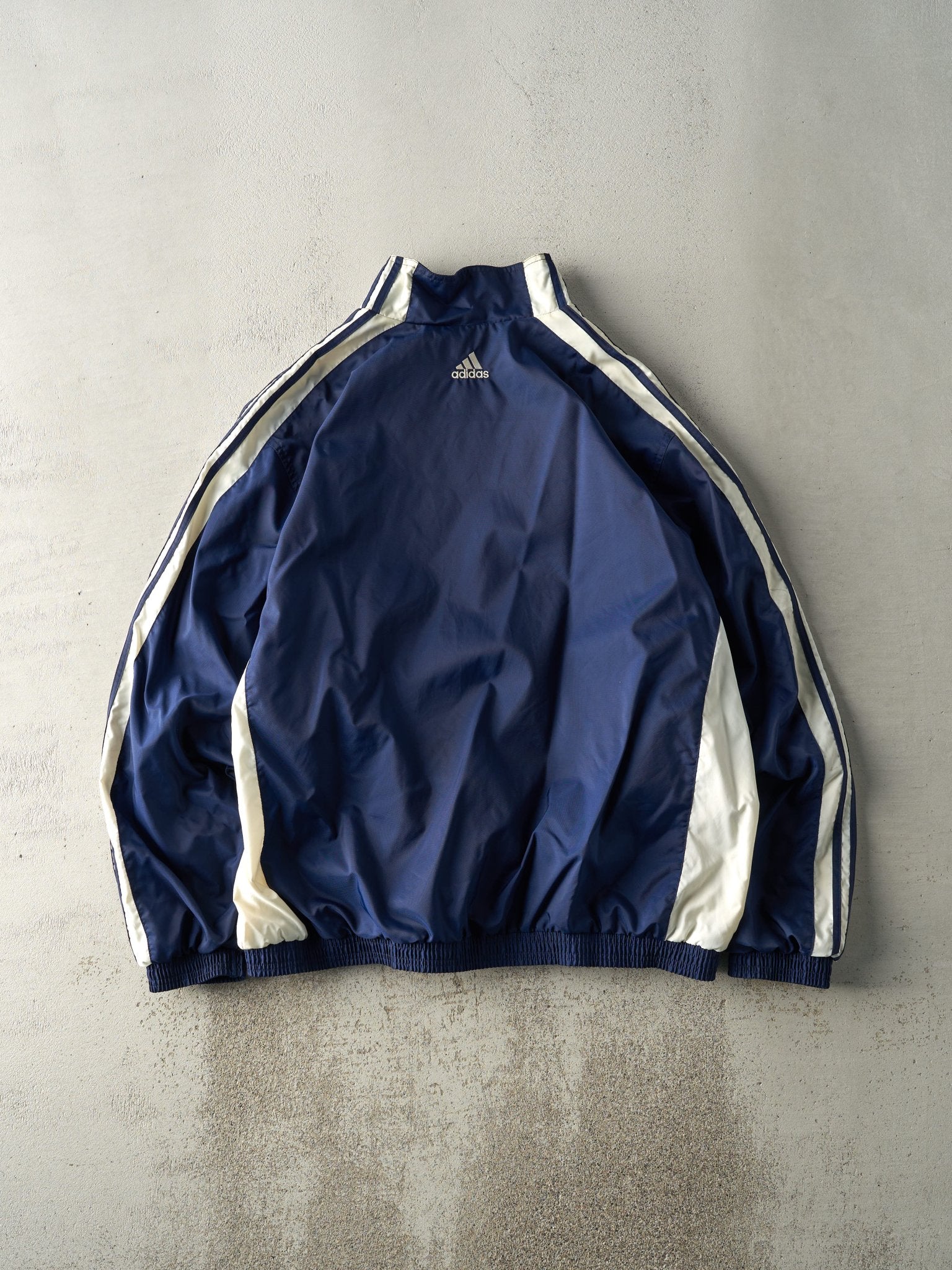 Vintage Y2K Navy Blue & White NFL x Motorola Zip Up Windbreaker Jacket (L/XL)