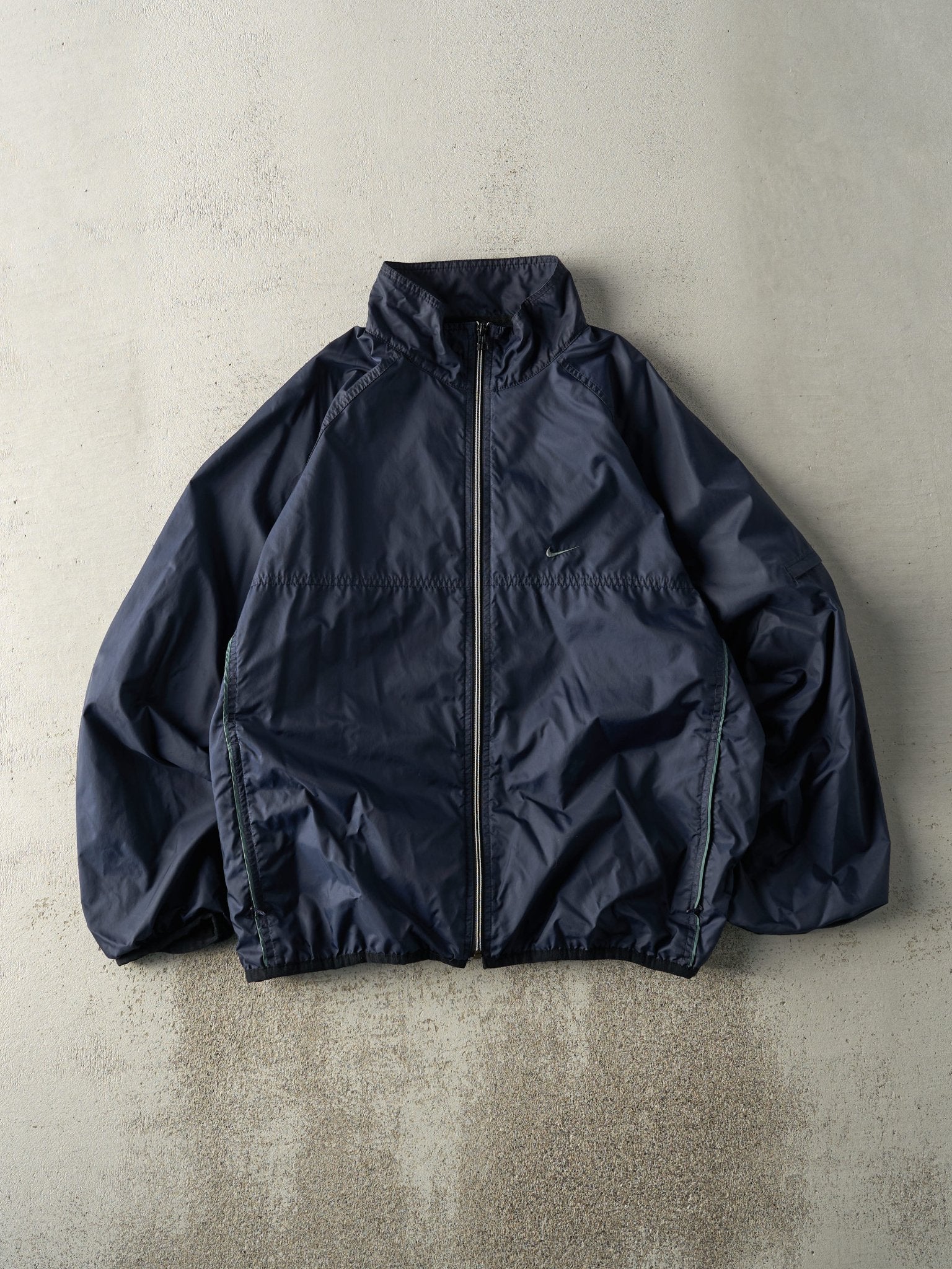 Vintage Y2K Navy Blue Nike Zip Up Windbreaker Jacket (L)