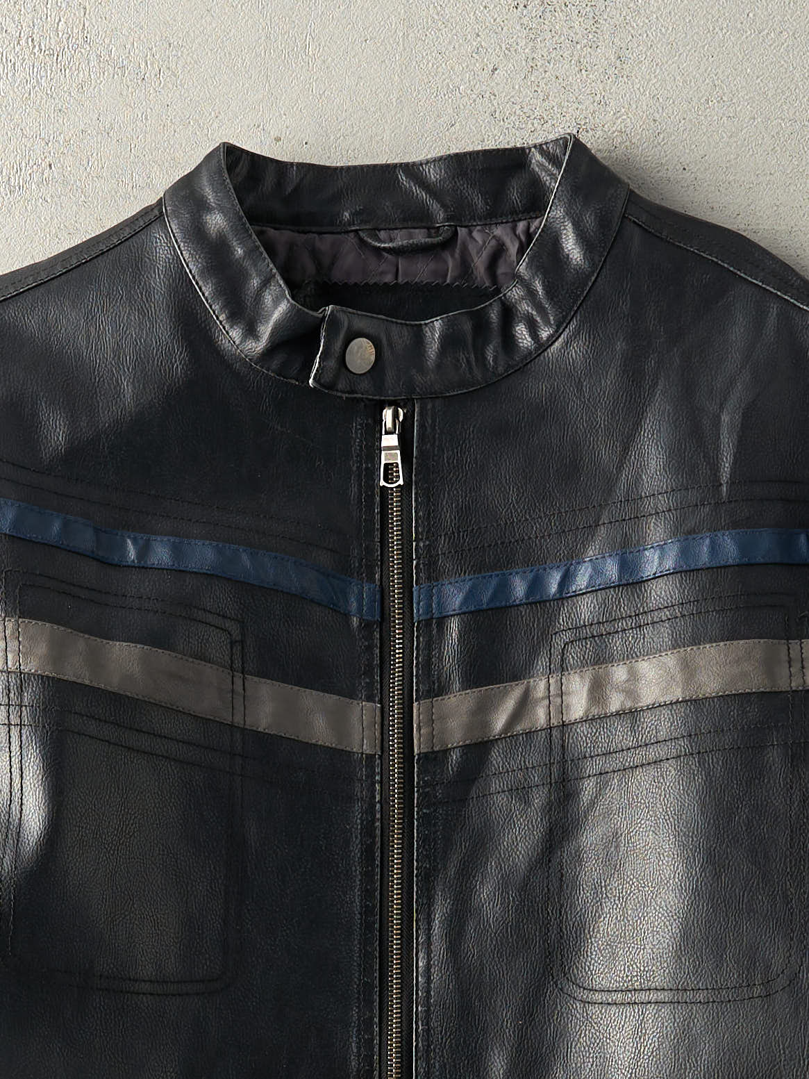 Vintage Y2K Black & Blue Whispering Smith Leather Jacket (M)