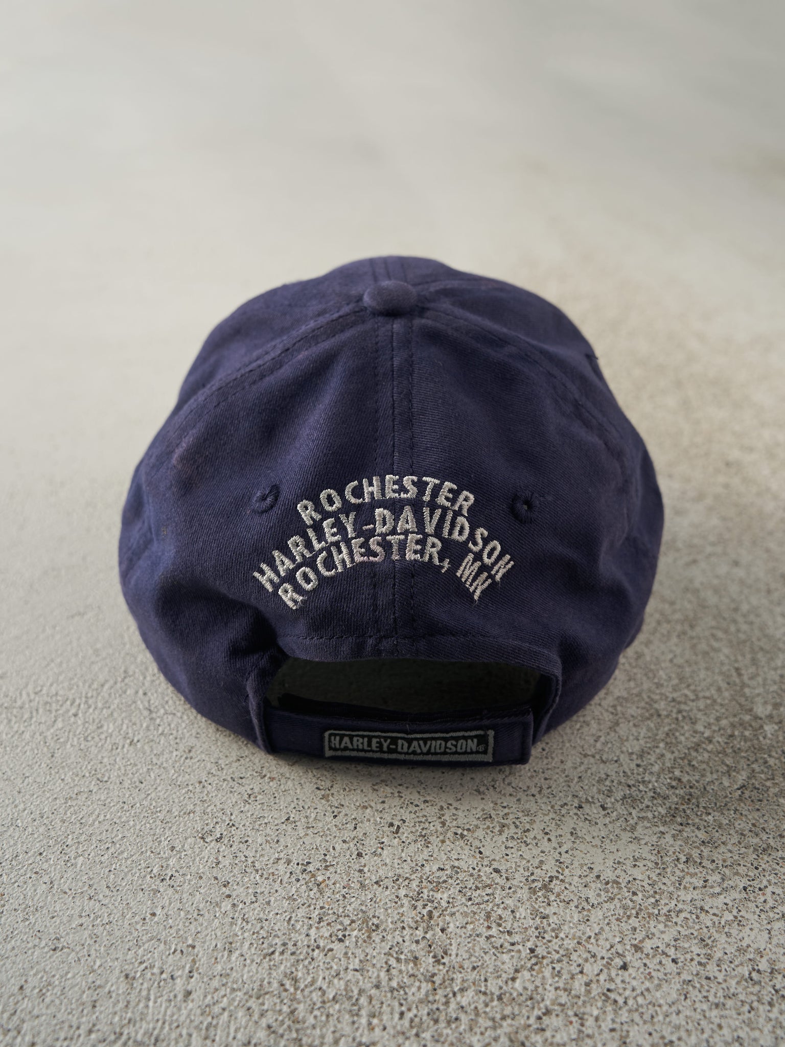 Vintage Y2K Navy Blue Harley Davidson Velcro Back Hat