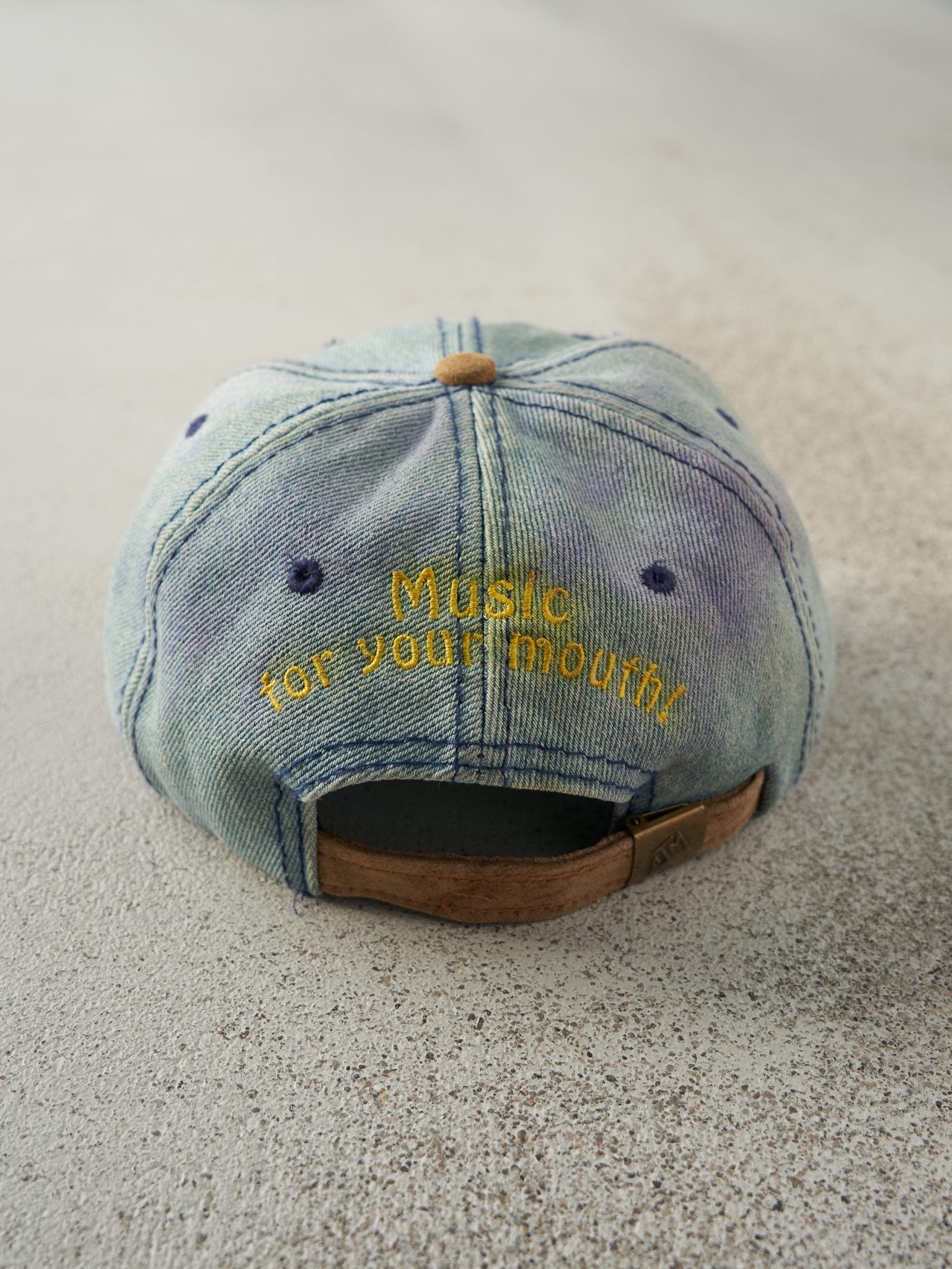 Vintage 90s Light Wash Kahlua Embroidered Leather Strapback Hat
