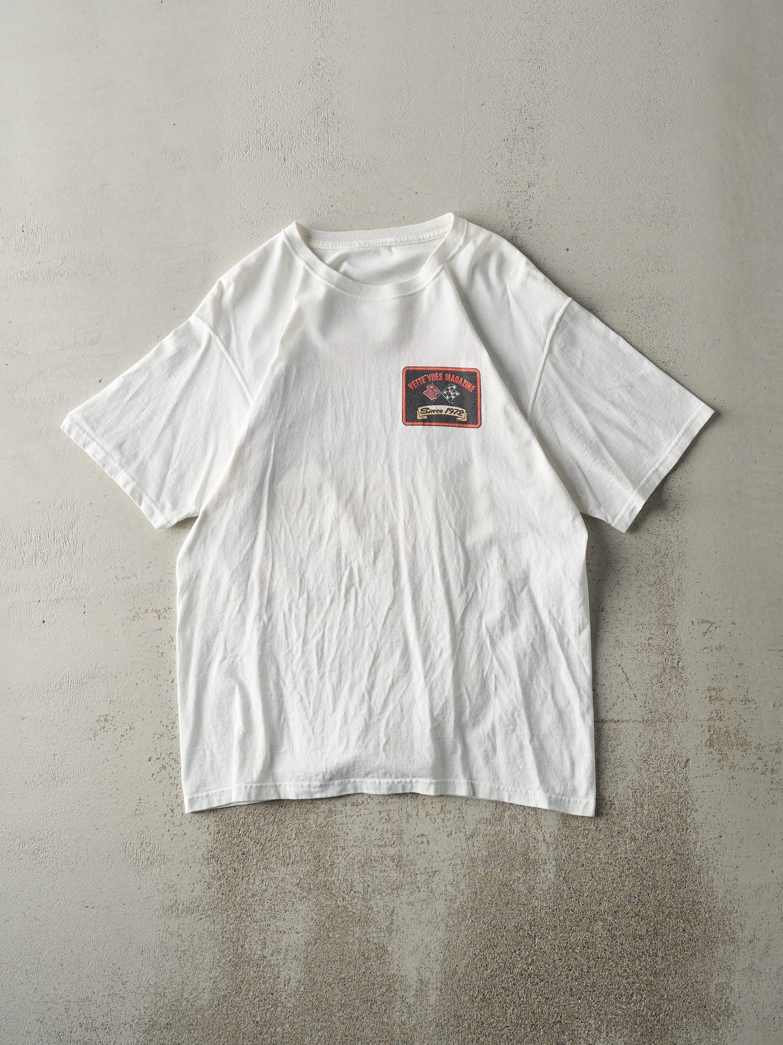 Vintage Y2K White Vette Vues Magazine Tee (M/L)