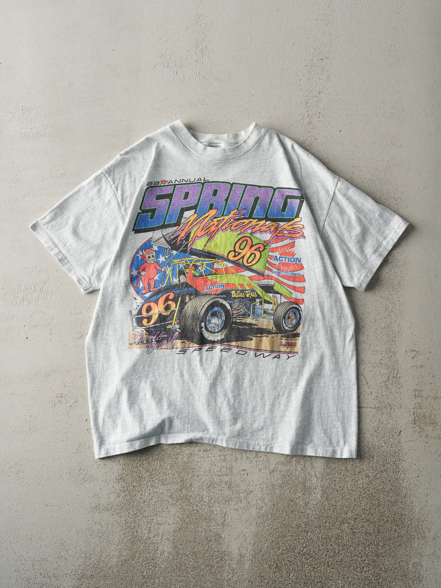 Vintage 96' Heather Grey Spring Nationals Racing Single Stitch Tee (M)