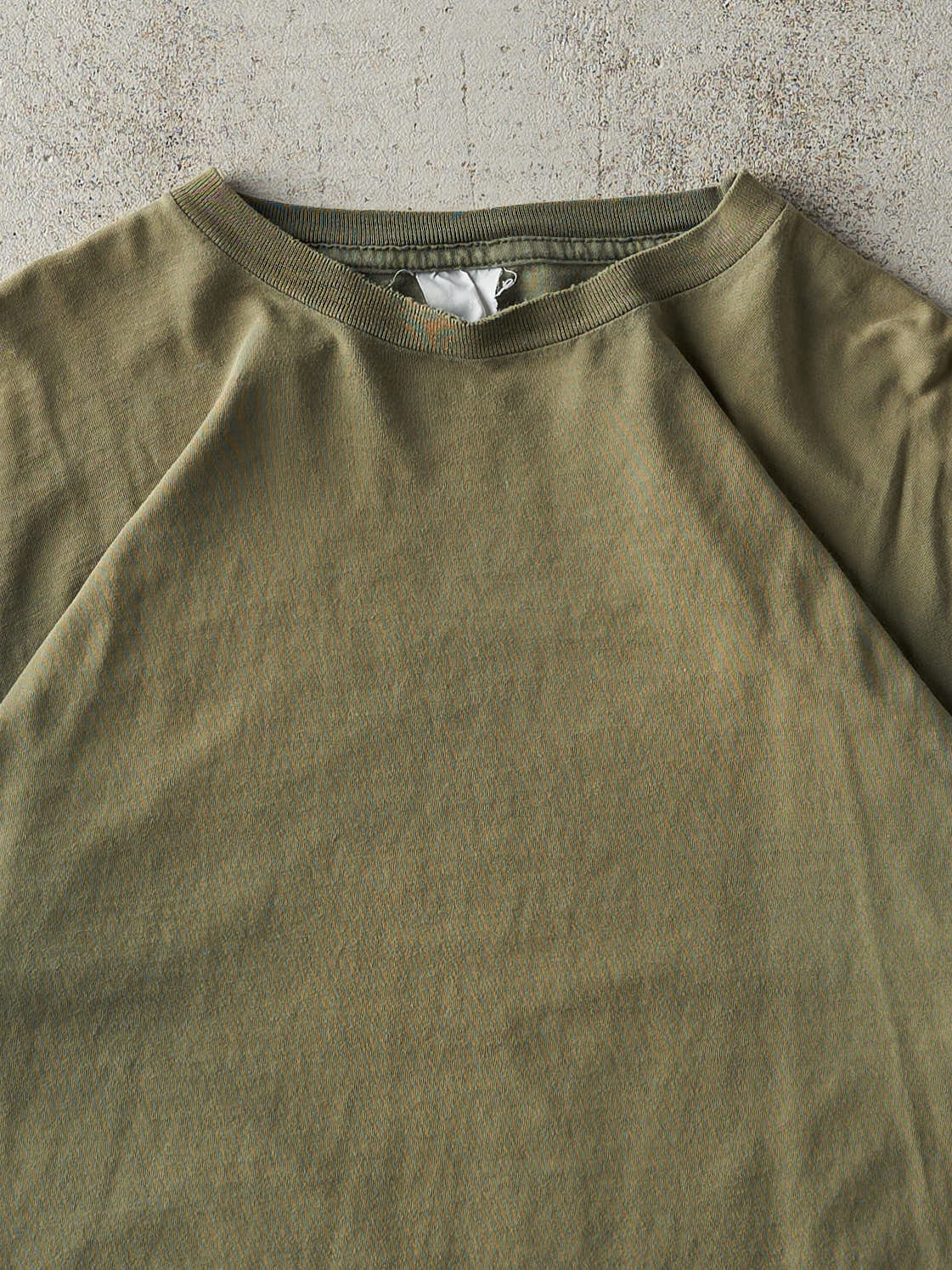 Vintage 90s Sun Faded Green Blank Single Stitch Tee (L)