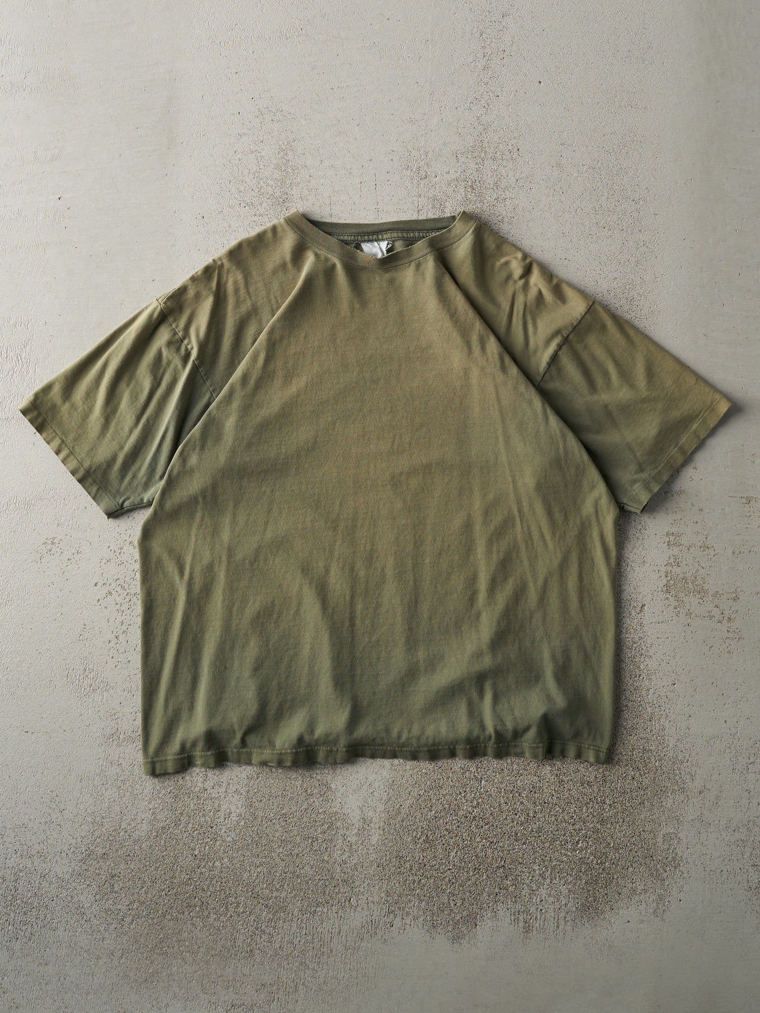 Vintage 90s Sun Faded Green Blank Single Stitch Tee (L)