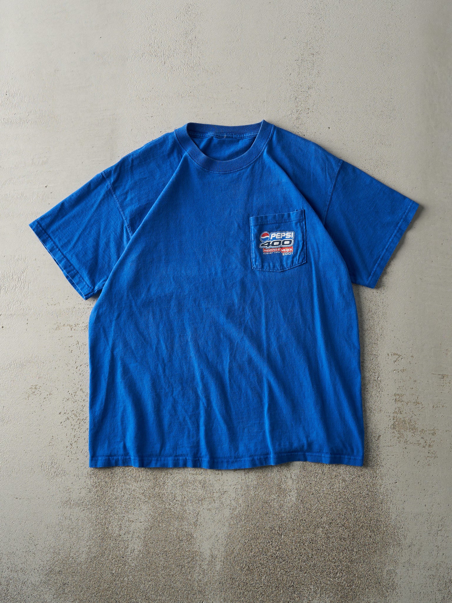 Vintage 01' Blue Pepsi 400 Nascar Pocket Tee (L)