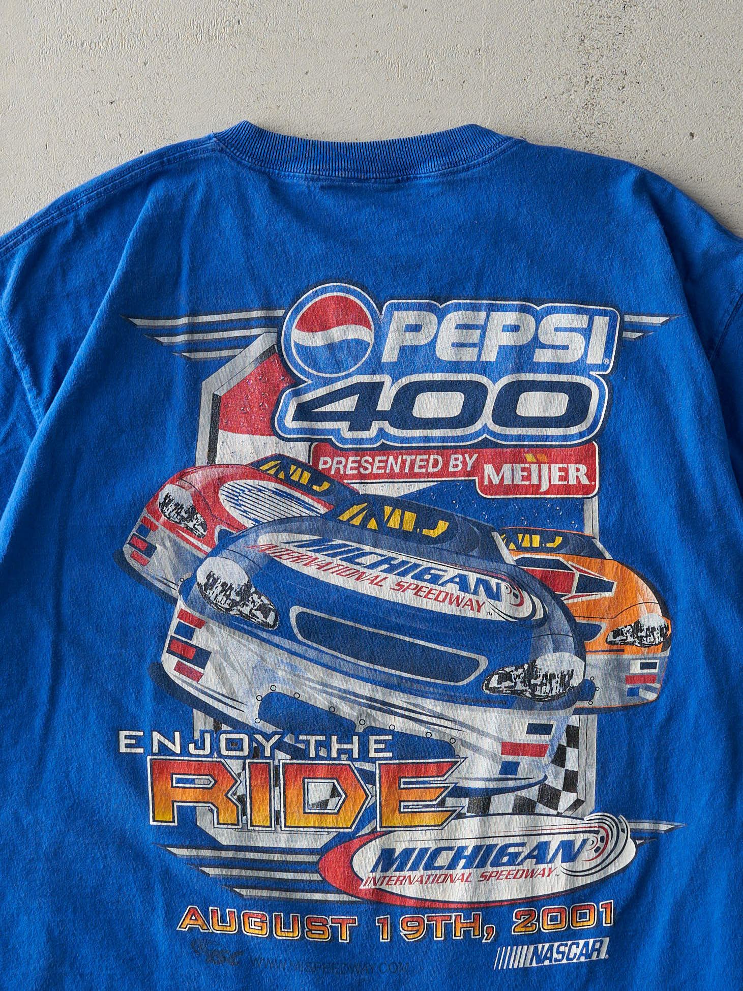 Vintage 01' Blue Pepsi 400 Nascar Pocket Tee (L)