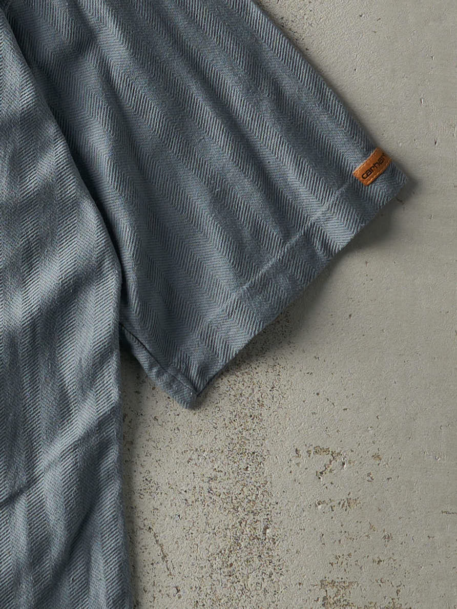 Vintage Y2K Grey Carhartt Textured Quarter Button Tee (L/XL)