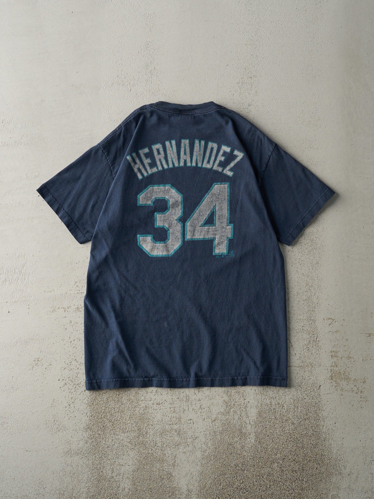Vintage Y2K Navy Blue Seattle Mariners #34 Hernandez Player Tee (M/L)