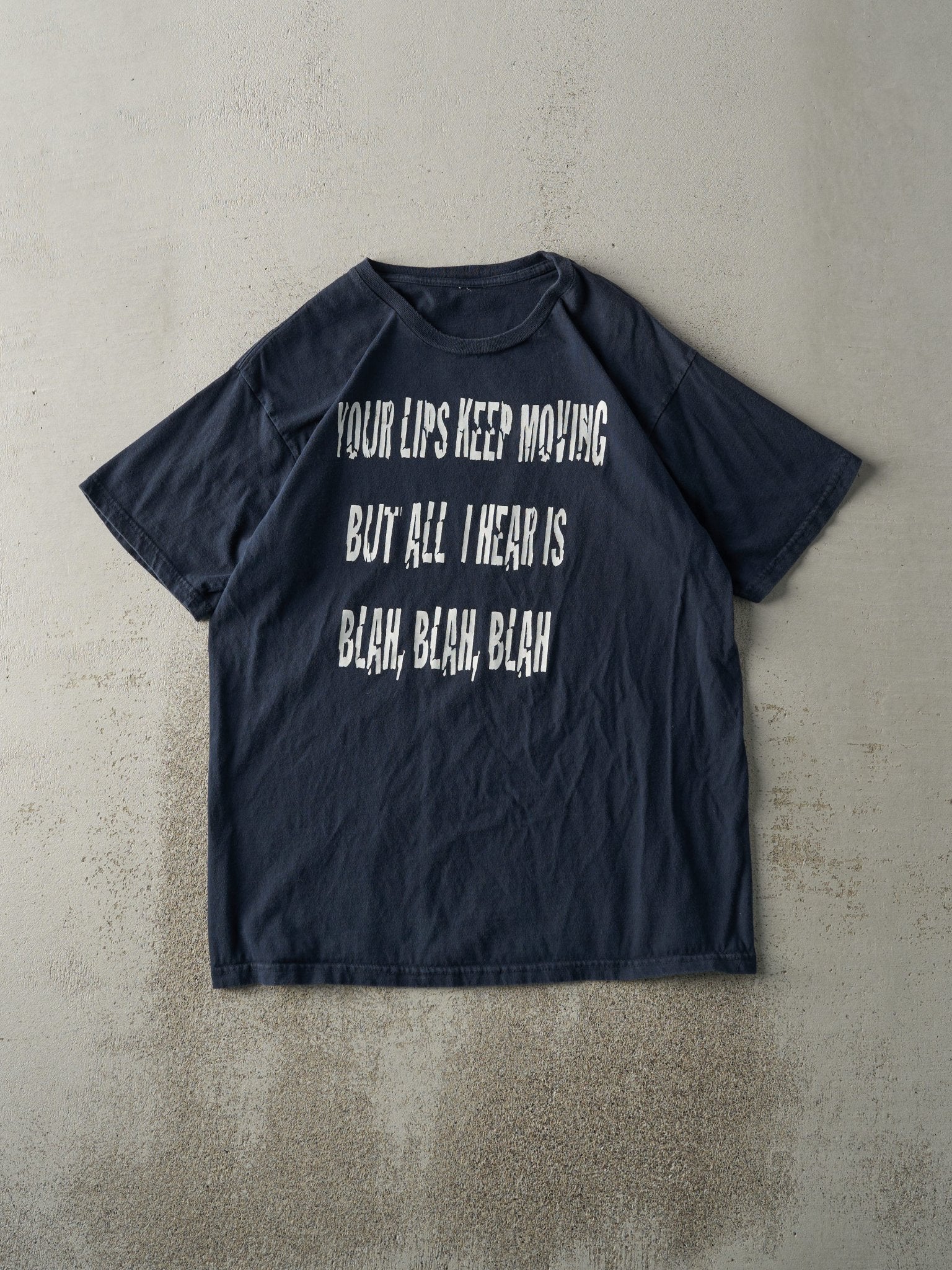Vintage Y2K Faded Black "Blah, Blah, Blah" Tee (M/L)
