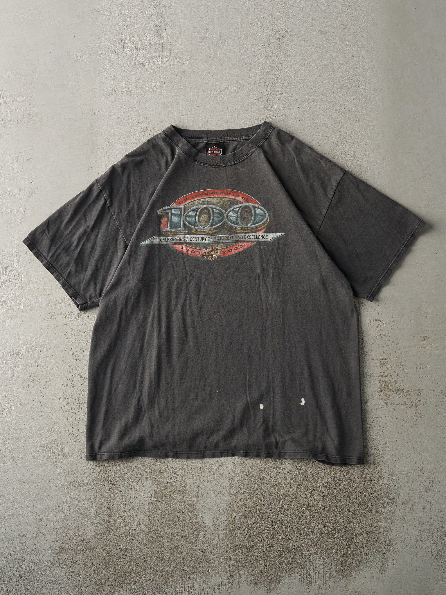 Vintage 03' Faded Black Ottawa Ontario Harley Davidson Tee (L)