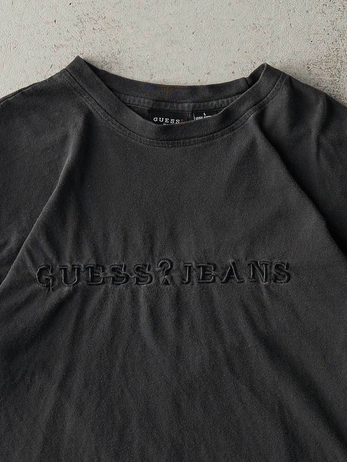 Vintage 90s Black Embroidered Guess Jeans Tee (M)