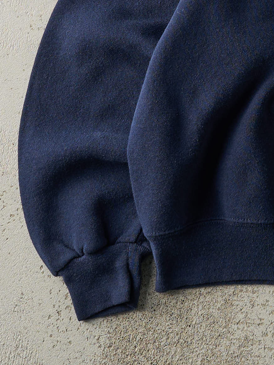 Vintage 80s Navy Blue Blank Boxy Crewneck (M)